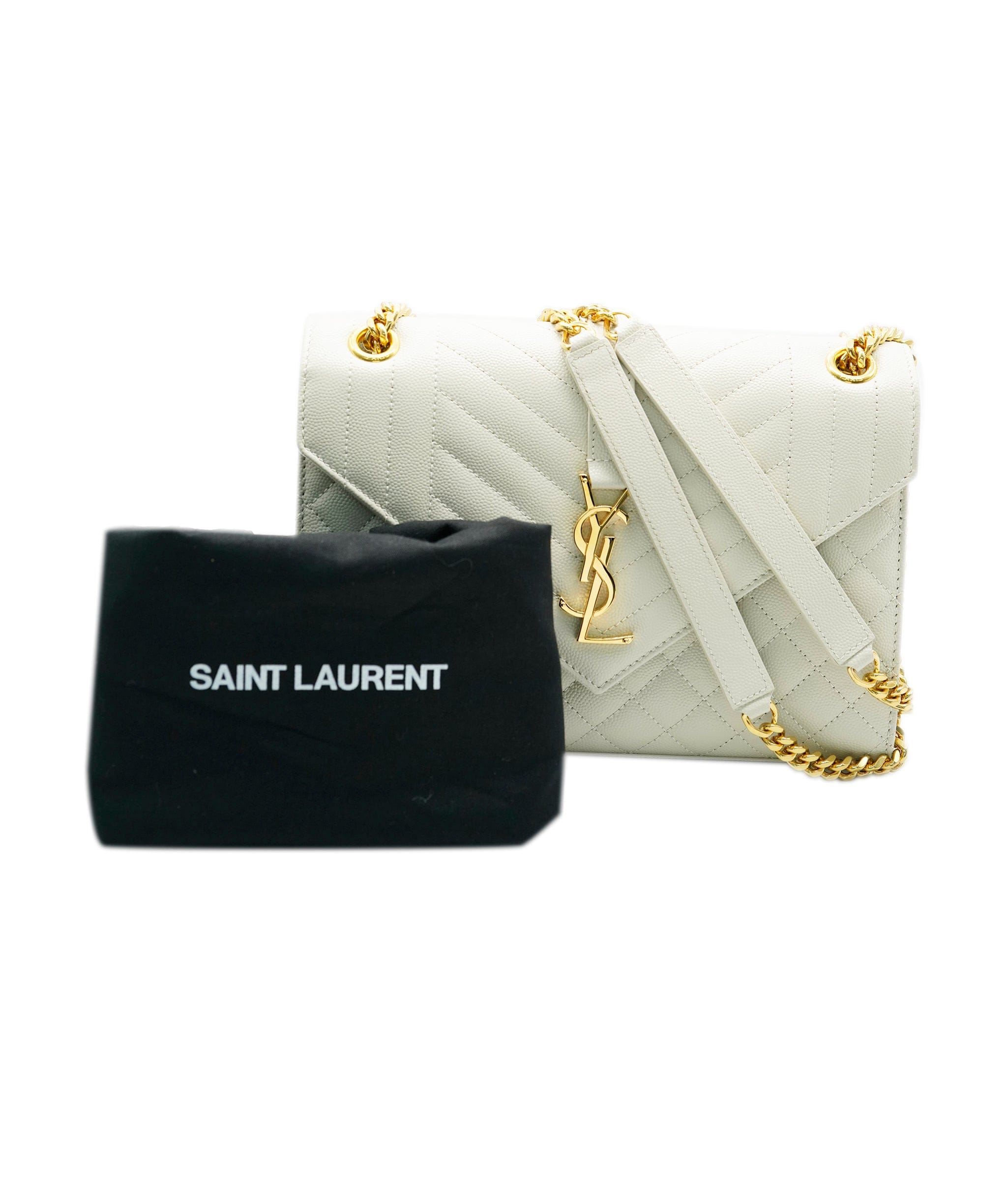 Yves Saint Laurent Saint Laurent Blanc Vintage Mixed Matelassé Grain De Poudre Medium Envelope Bag 131999