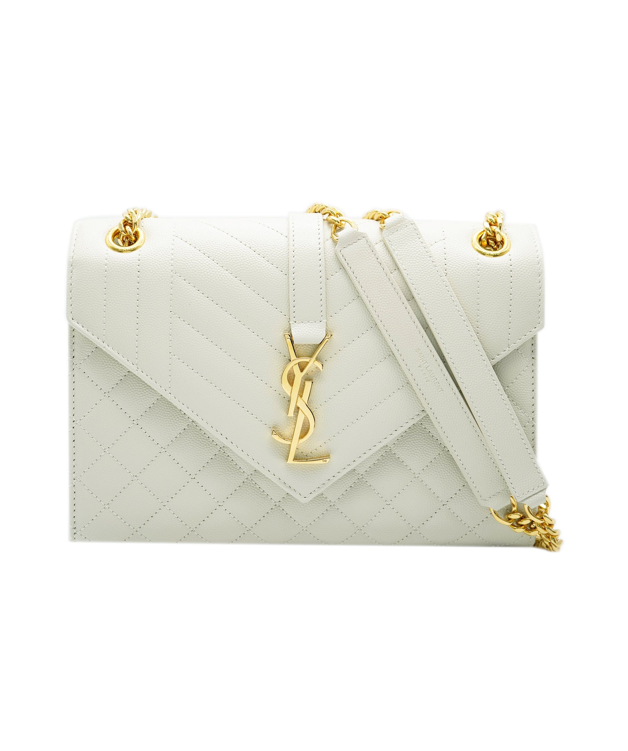 Yves Saint Laurent Saint Laurent Blanc Vintage Mixed Matelassé Grain De Poudre Medium Envelope Bag 131999