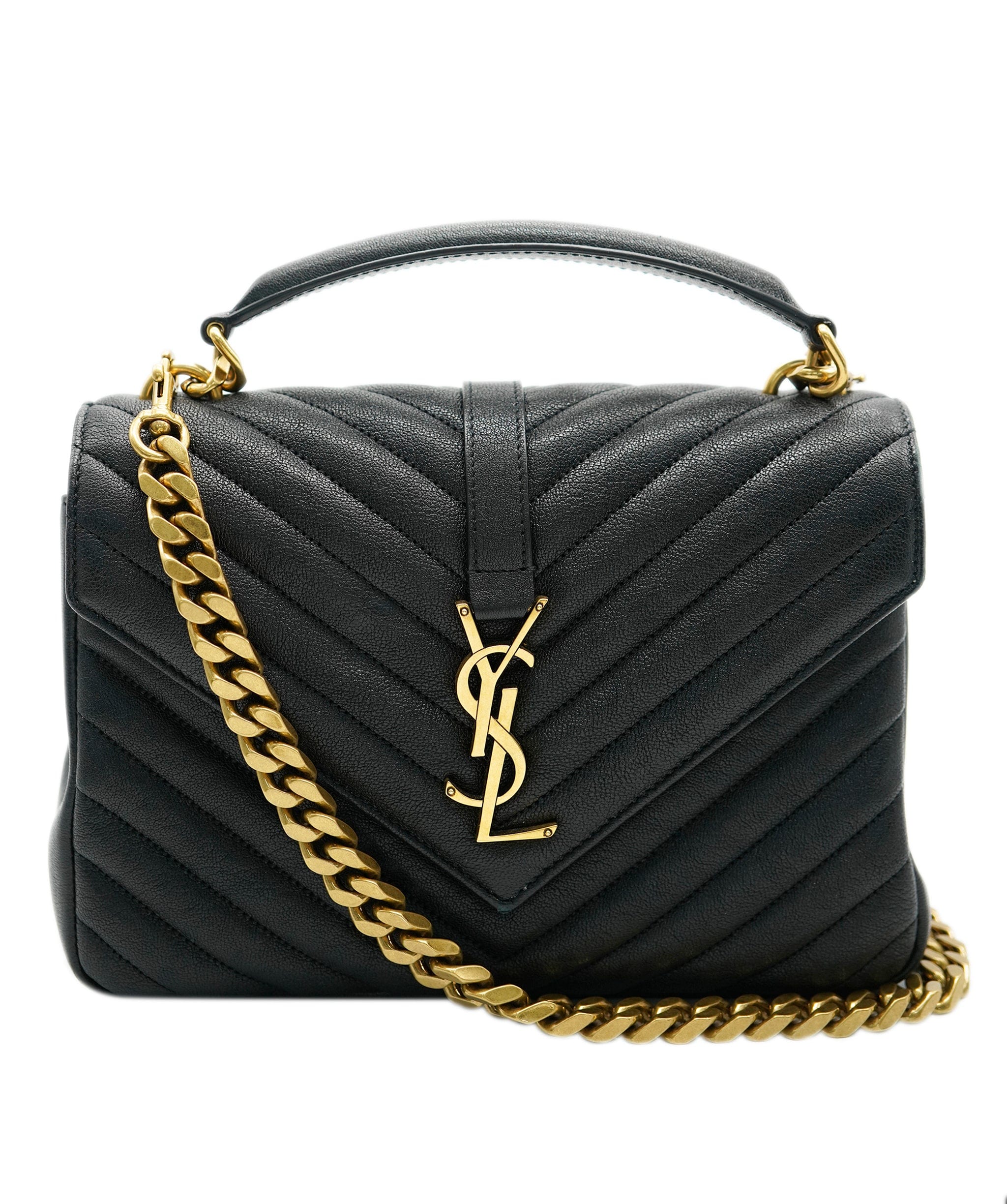 Yves Saint Laurent YSL black chevron college bag  - AJC0445