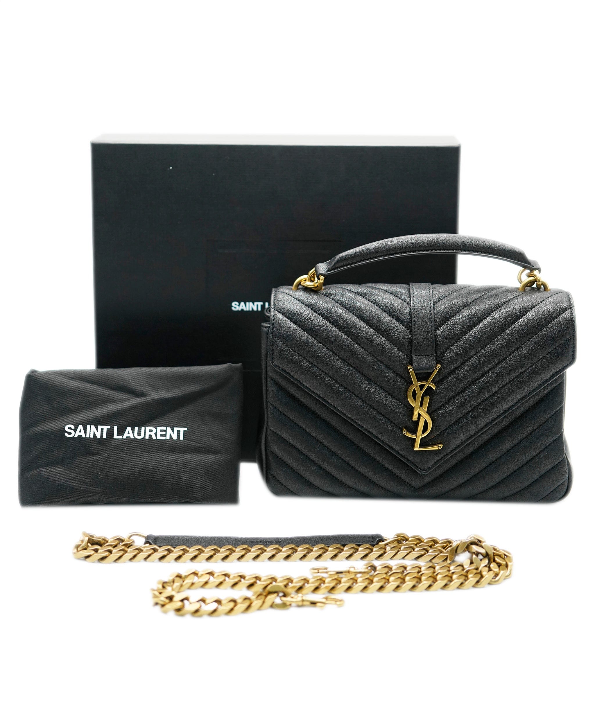 Yves Saint Laurent YSL black chevron college bag  - AJC0445