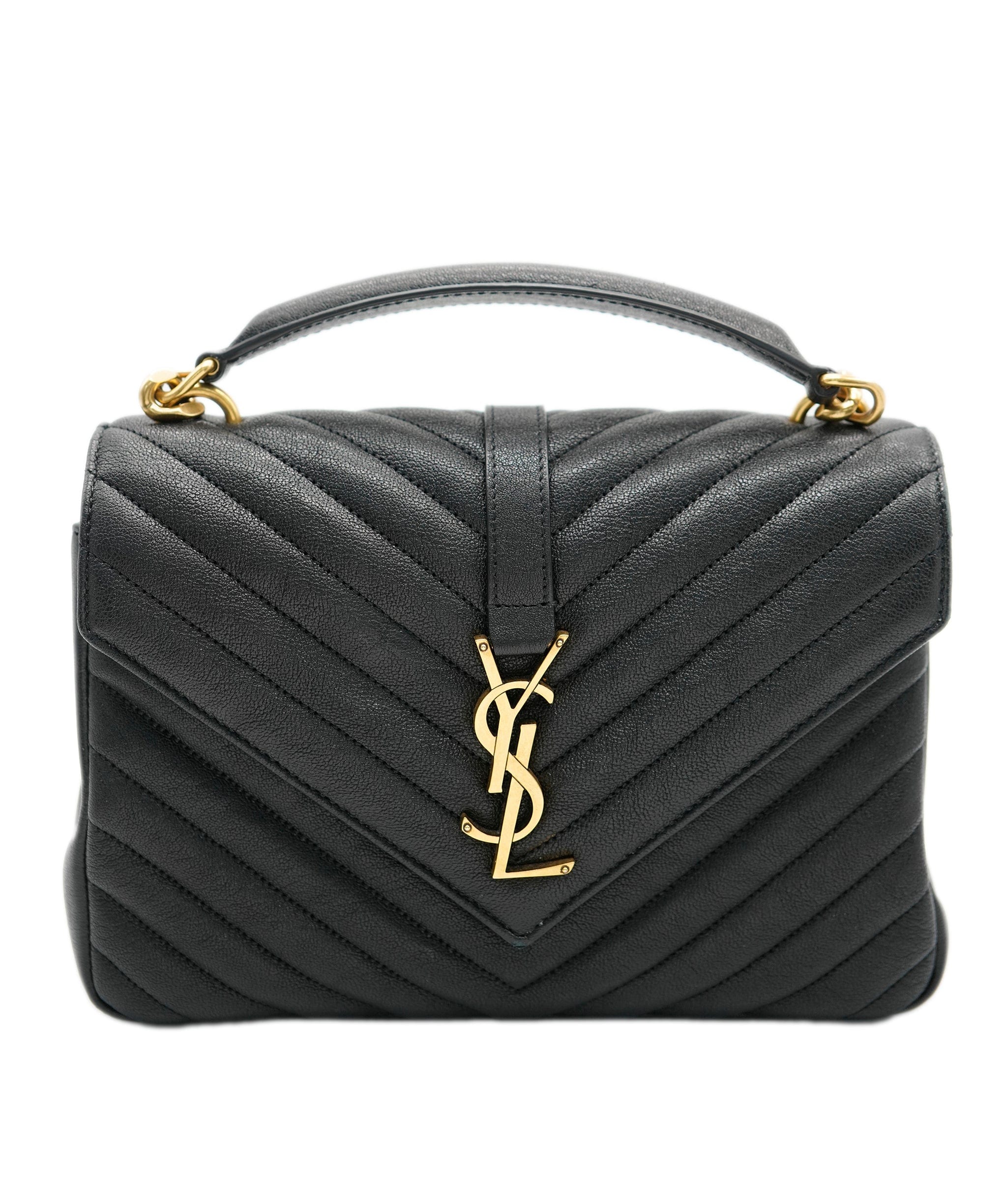 Yves Saint Laurent YSL black chevron college bag  - AJC0445