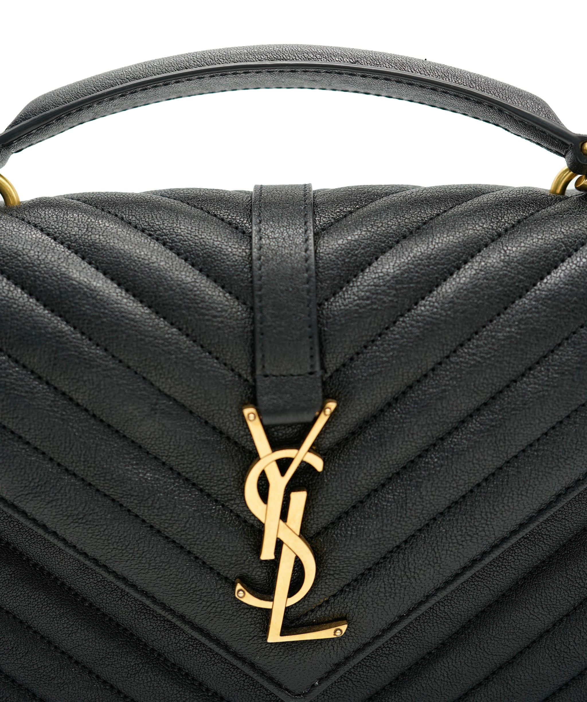 Yves Saint Laurent YSL black chevron college bag  - AJC0445