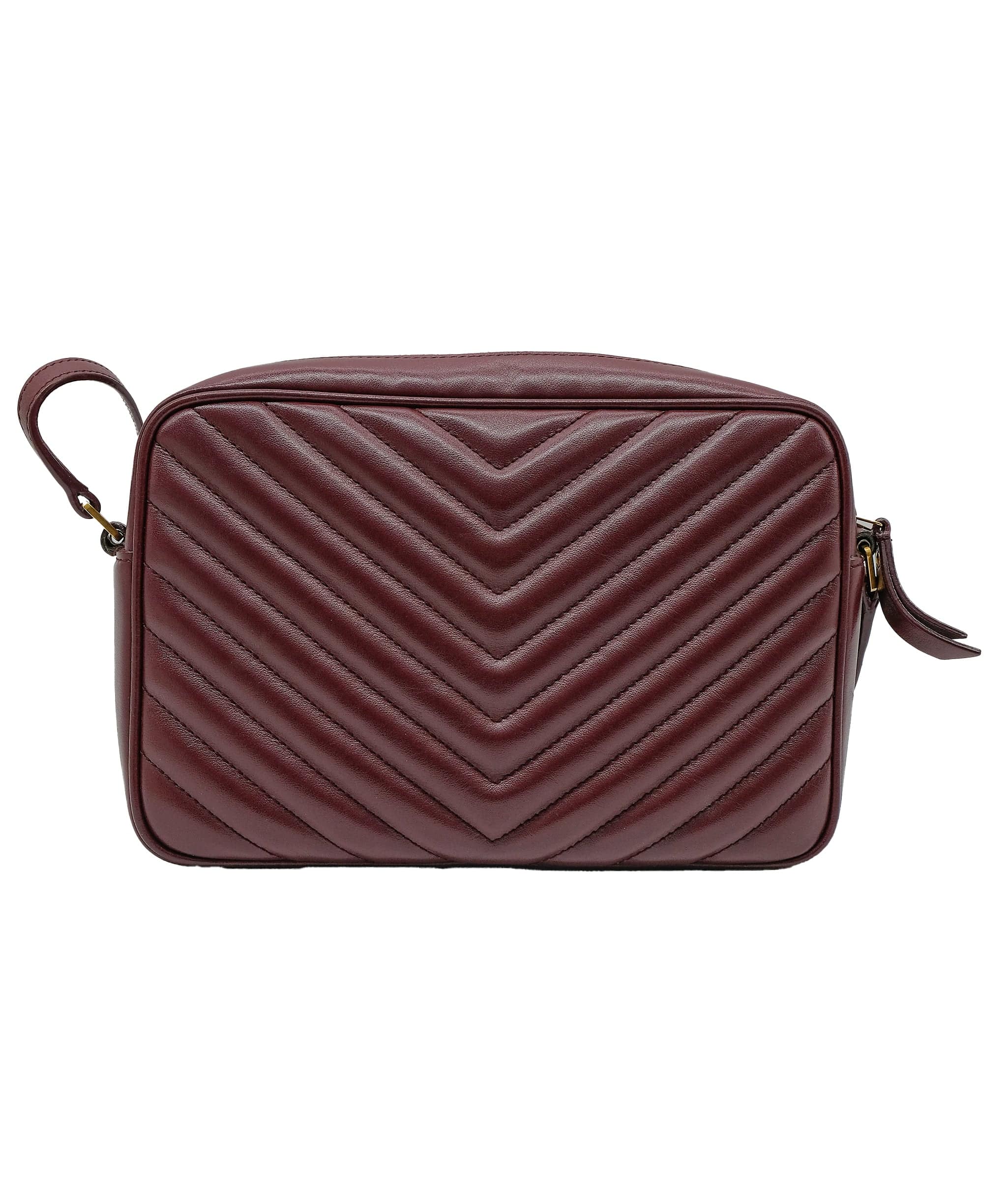 Yves Saint Laurent YSL Chevron Burgundy Crossbody Bag RJC3756