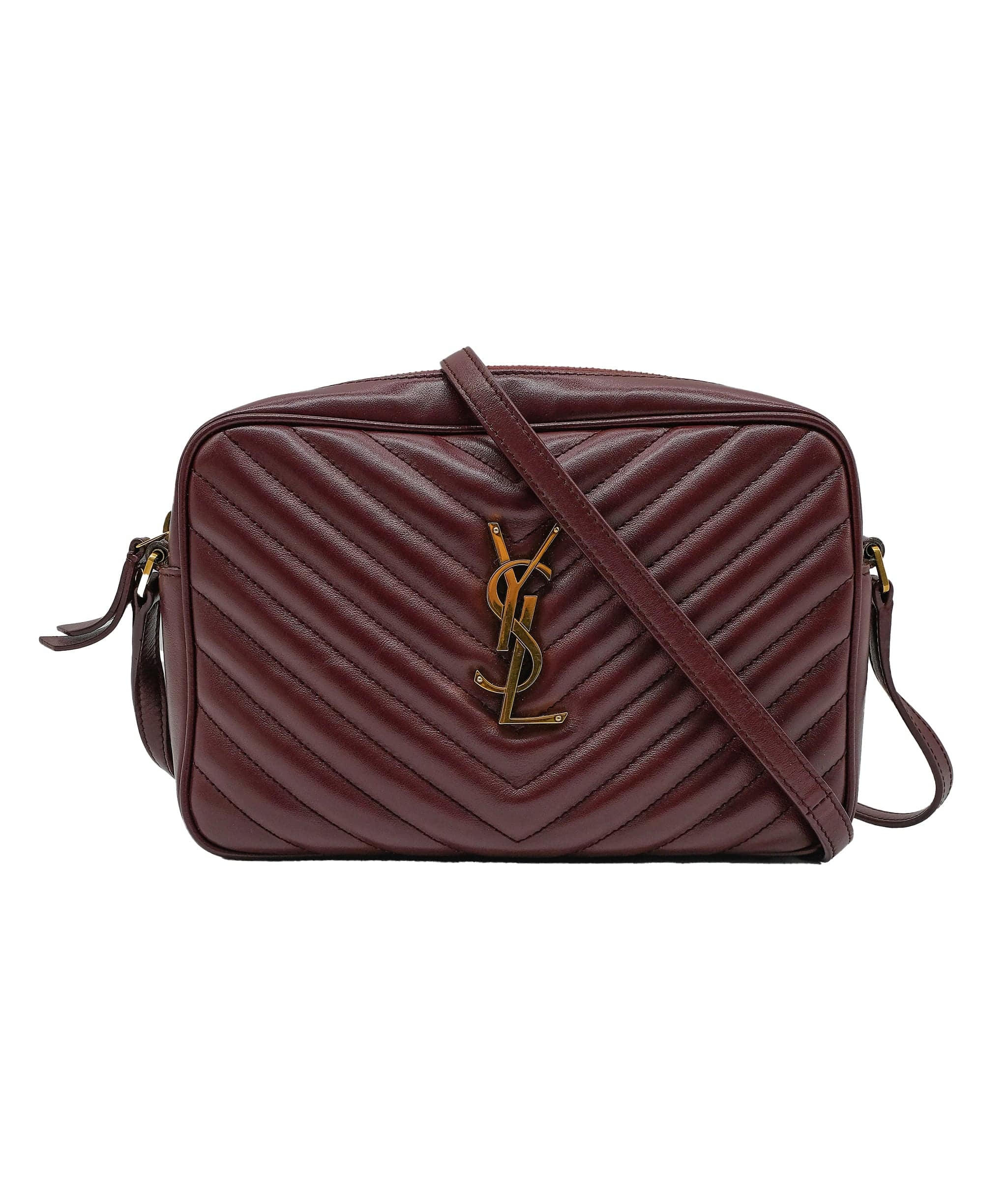 Yves Saint Laurent YSL Chevron Burgundy Crossbody Bag RJC3756