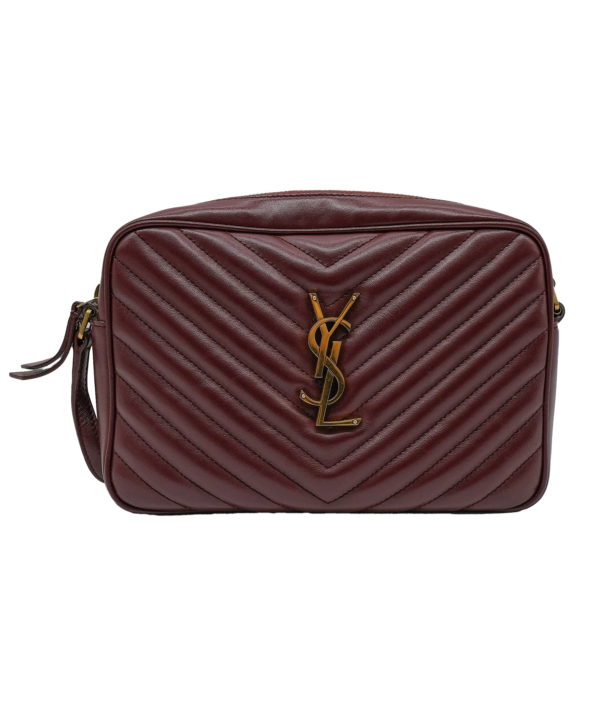 Yves Saint Laurent YSL Chevron Burgundy Crossbody Bag RJC3756