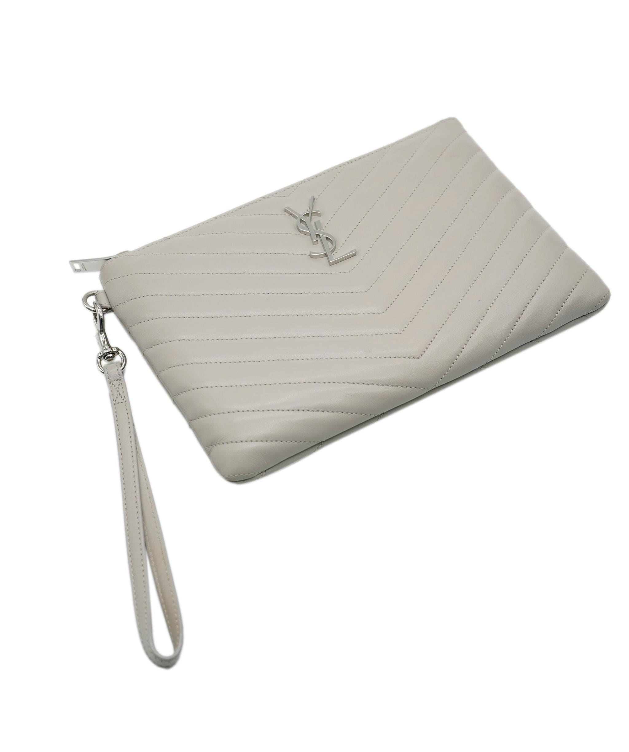 Yves Saint Laurent YSL Grey Chevron Clutch Bag ALC0929