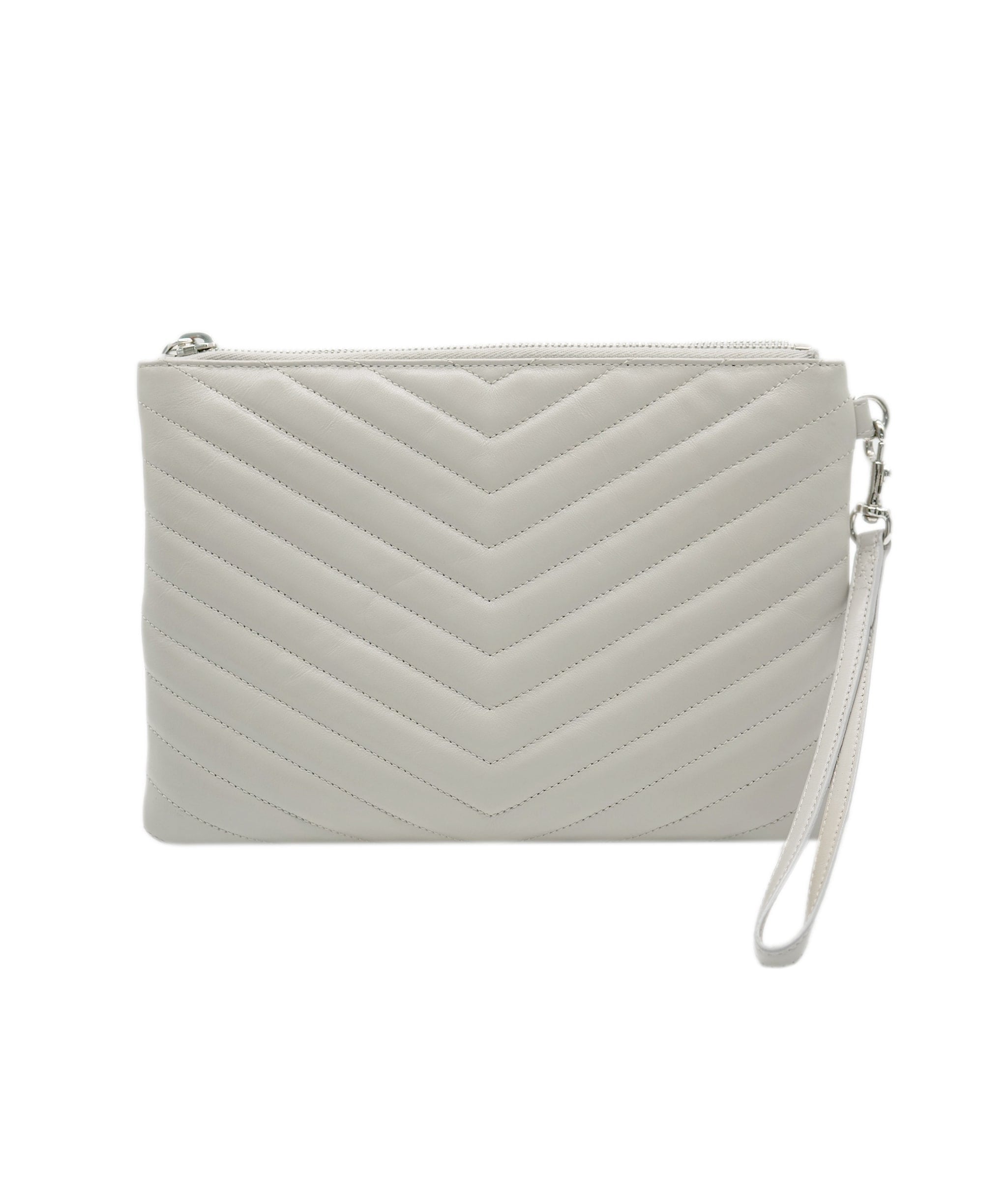 Yves Saint Laurent YSL Grey Chevron Clutch Bag ALC0929