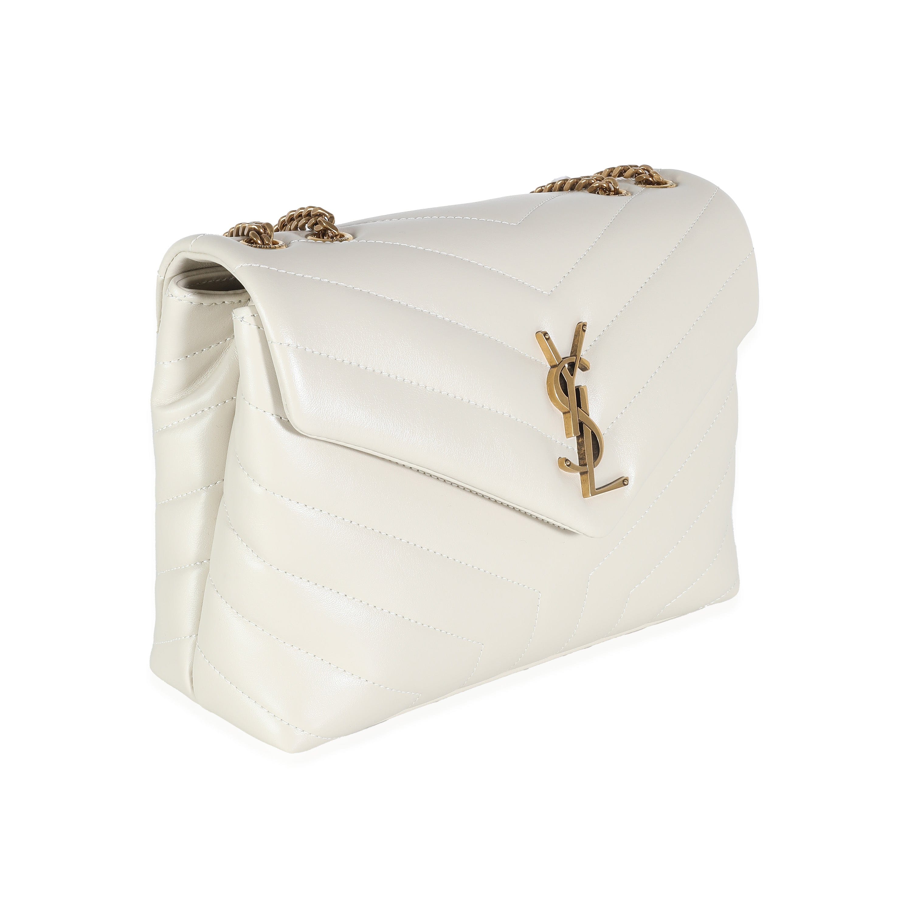 Yves Saint Laurent YSL Lou Lou Small Blanc Cream Leather GHW ULC1061