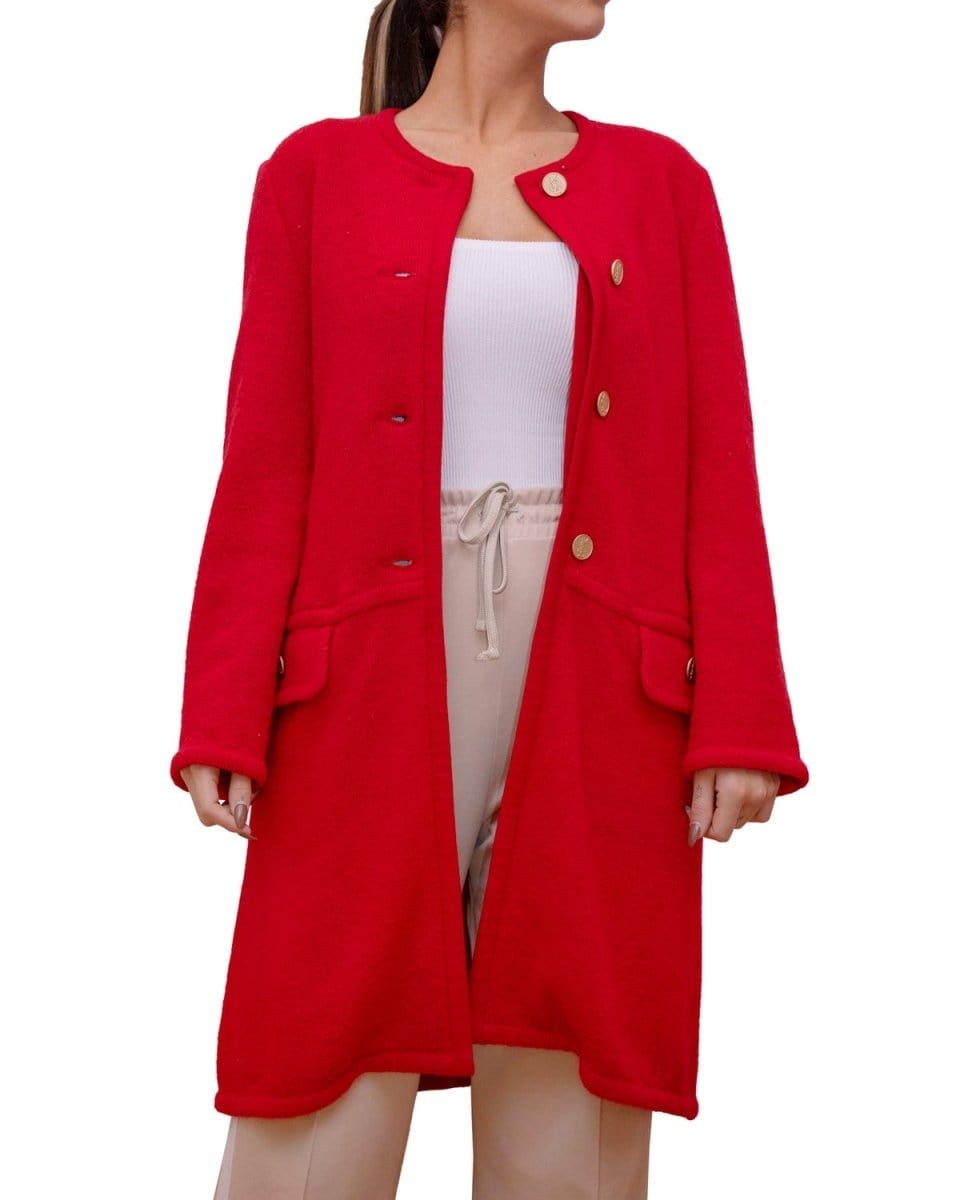 13. Lp x christos Vintage Yves Saint Laurent Red Knit Long Jacket - ASL2319