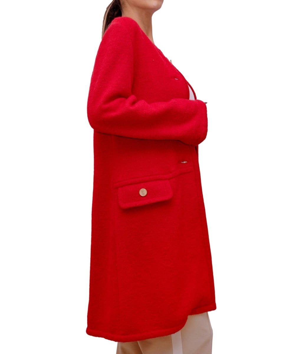 13. Lp x christos Vintage Yves Saint Laurent Red Knit Long Jacket - ASL2319