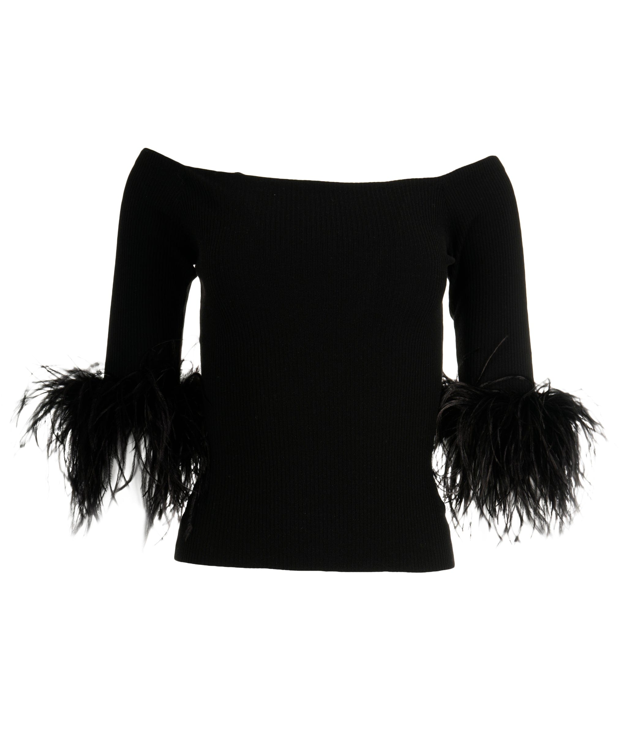 Yves Saint Laurent Saint Laurent Set knitted cyclist and top with feathers AVC1313