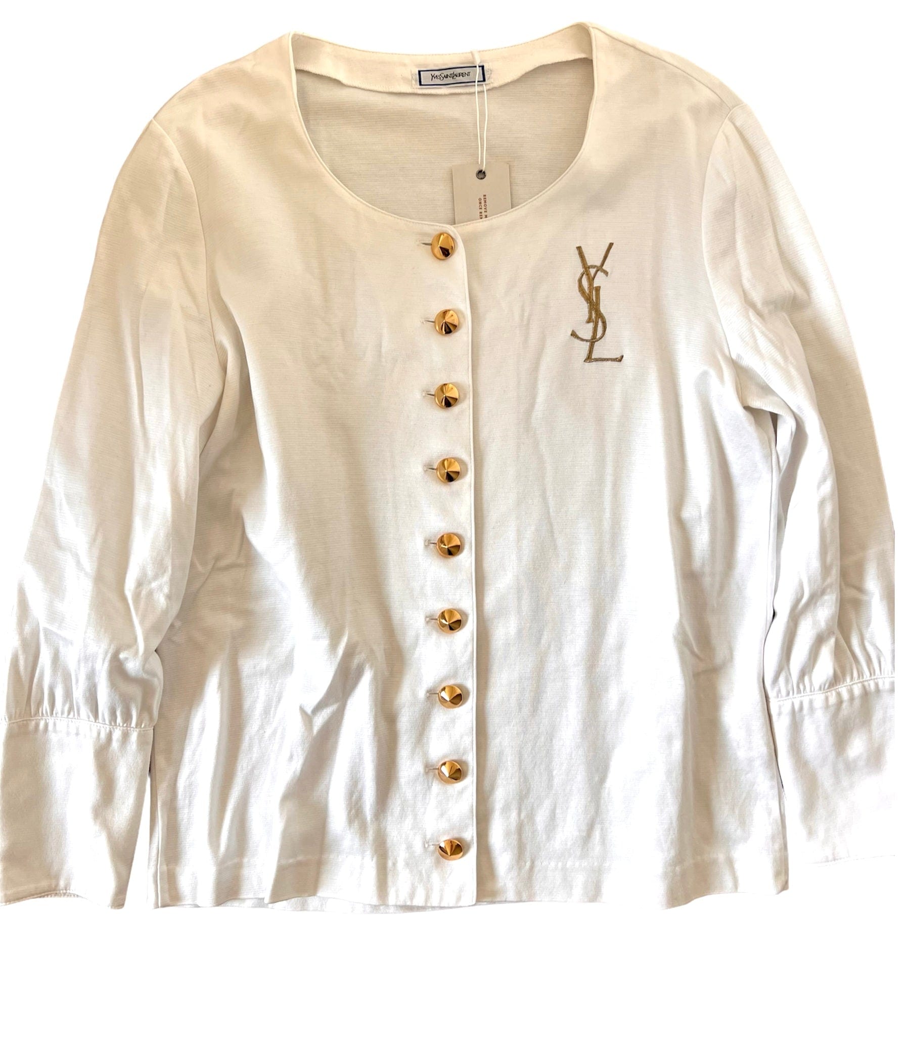 Yves Saint Laurent YSL Big Logo Cotton Cardigan White ASL8854