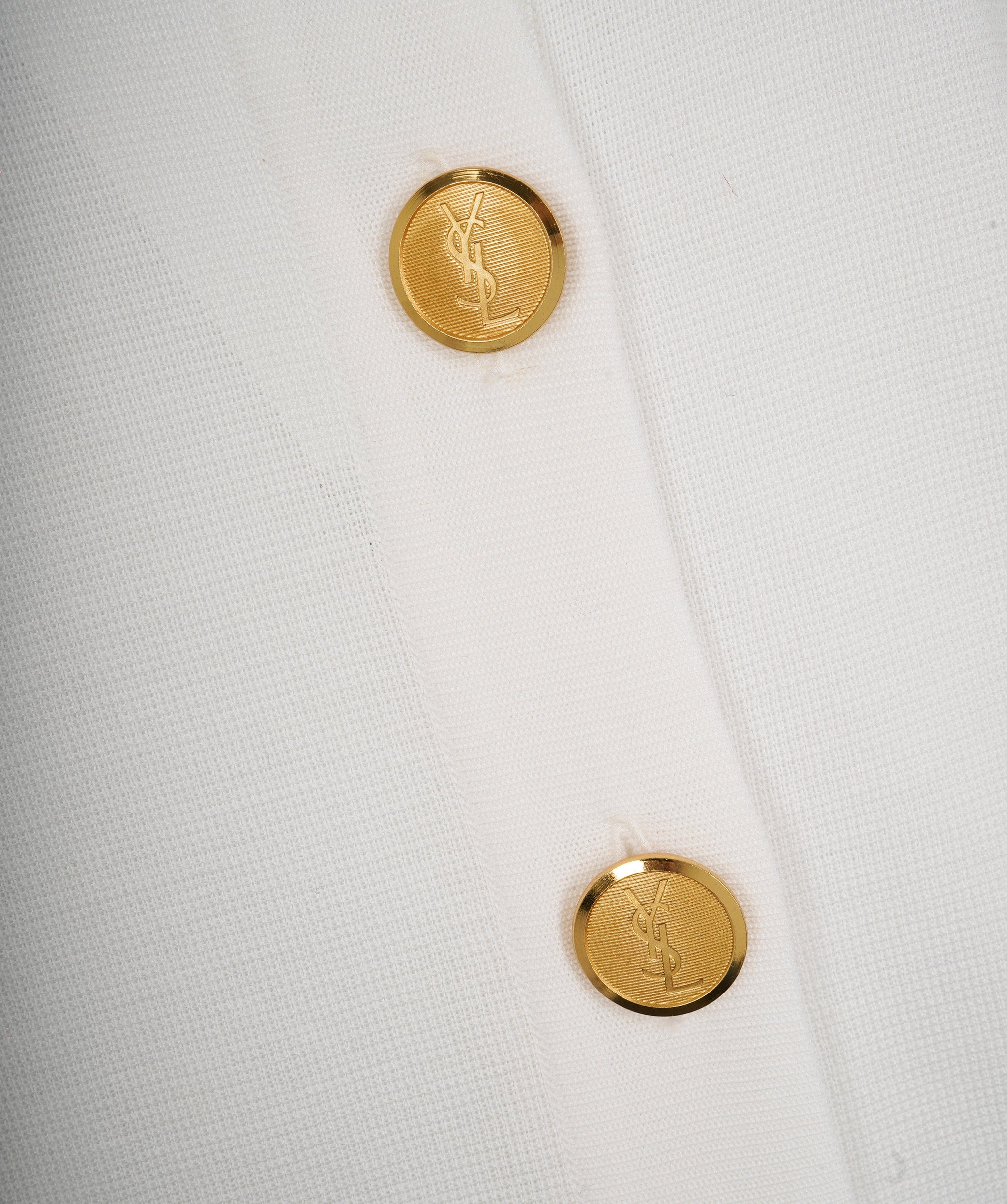 Yves Saint Laurent YSL Gold Button Cardigan White ASL8864