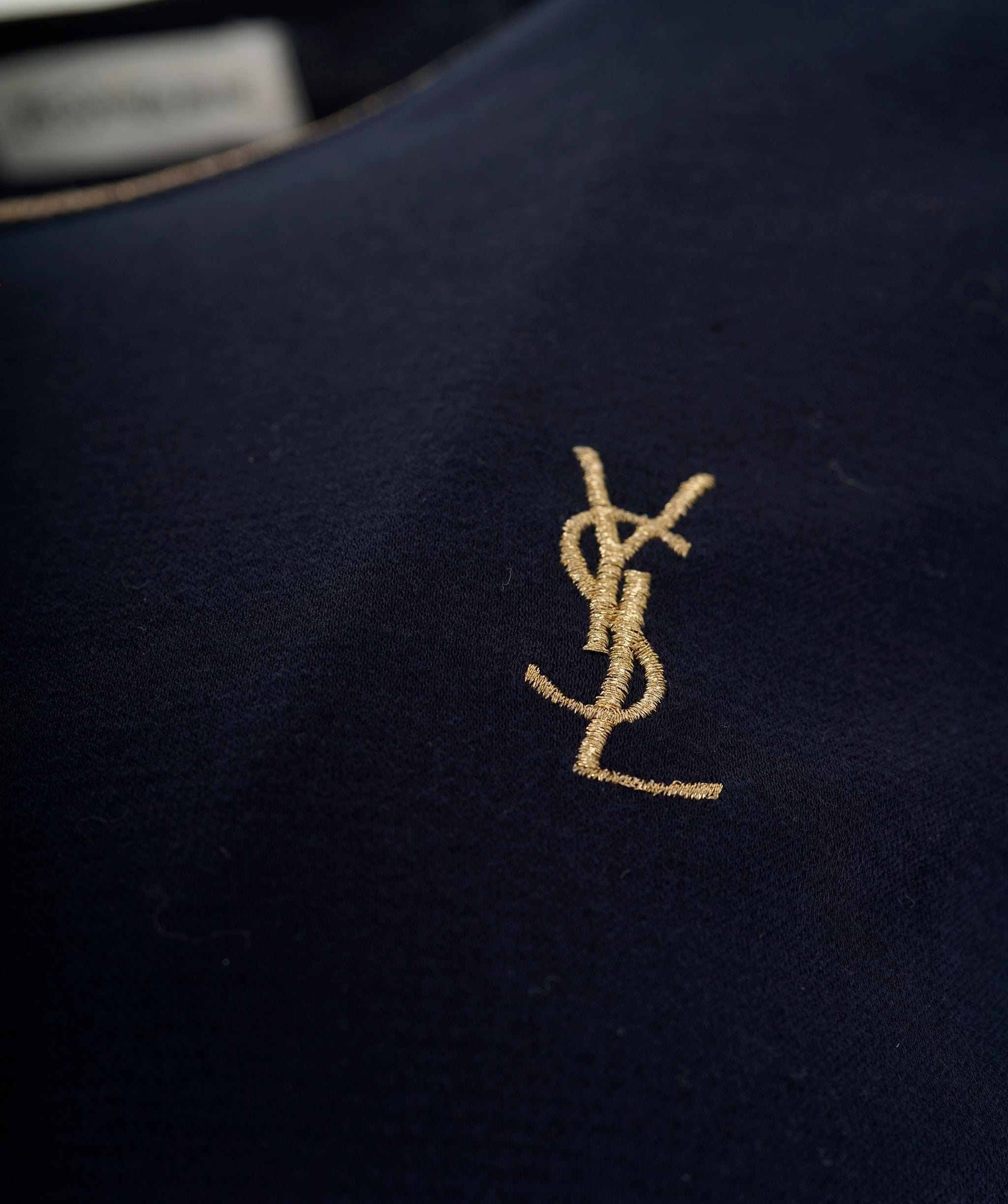 Yves Saint Laurent YSL Gold Logo Tshirt Navy