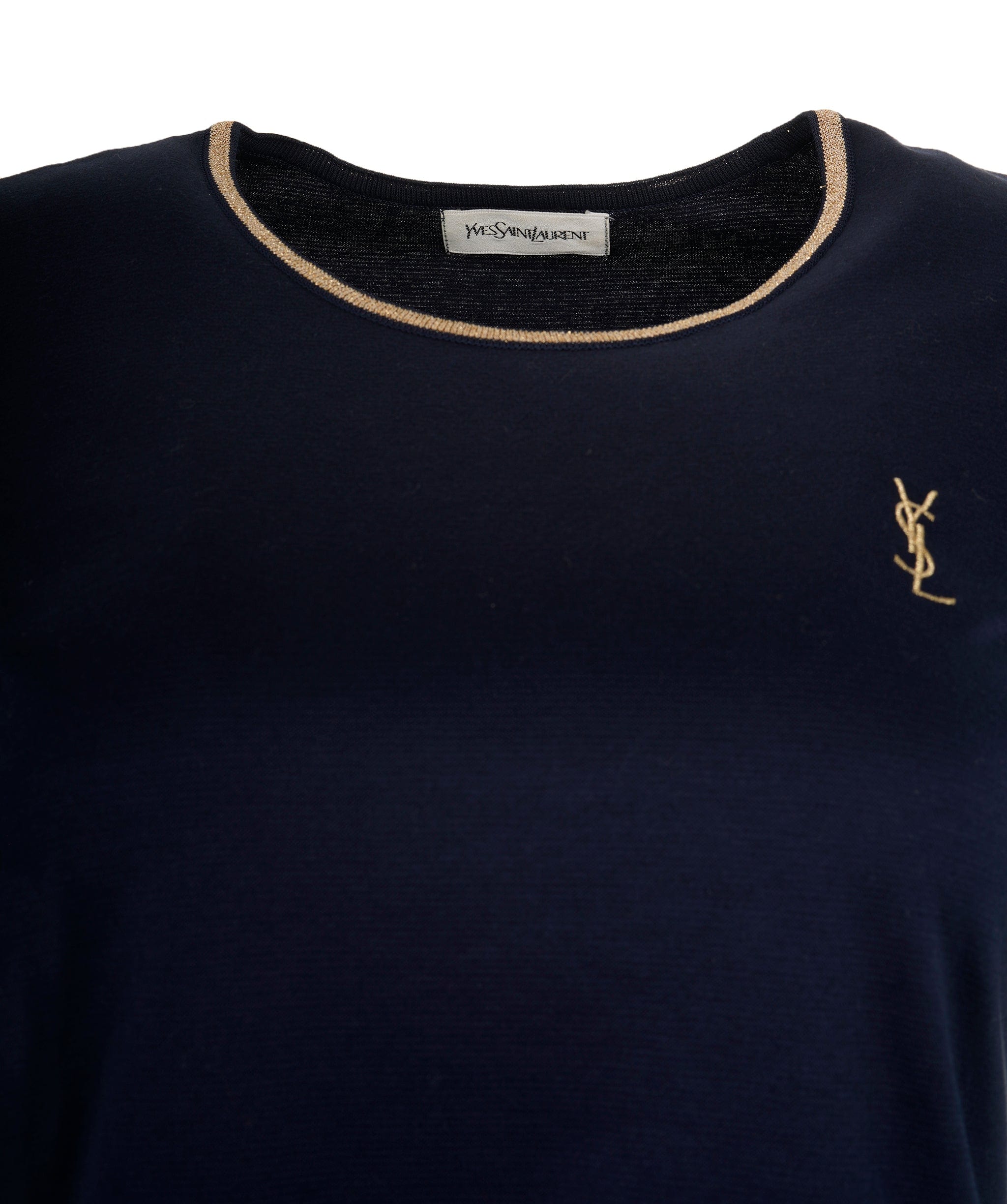 Yves Saint Laurent YSL Gold Logo Tshirt Navy