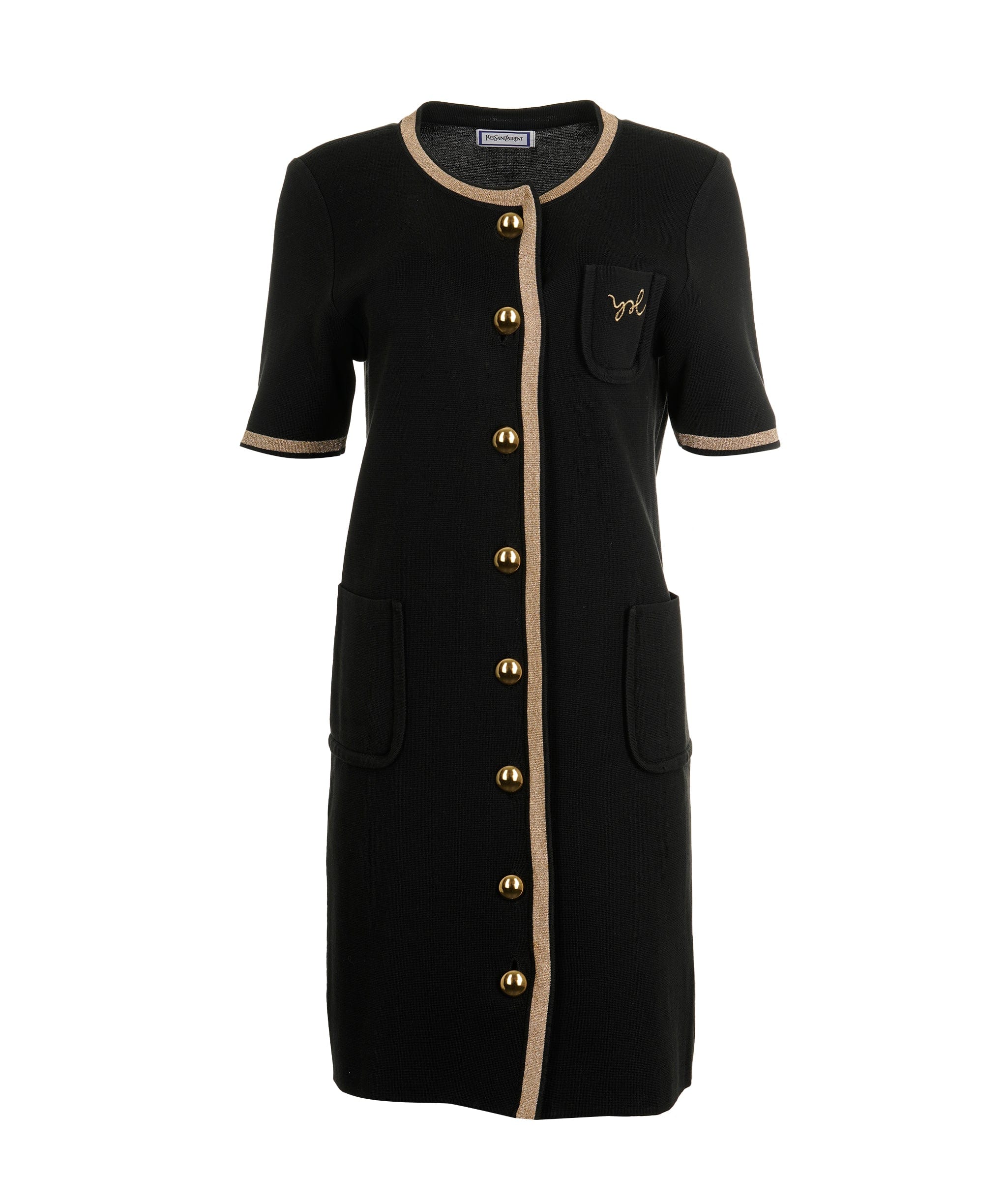 Yves Saint Laurent YSL Knit Dress Black Gold ASL9141