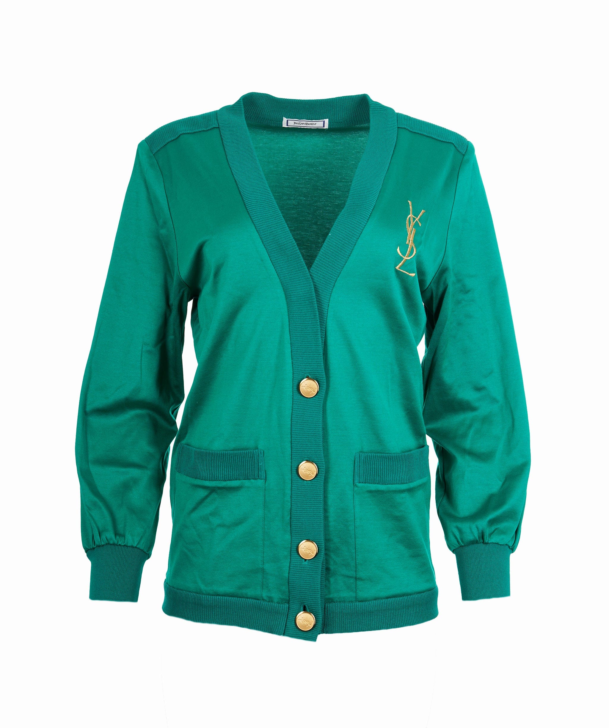 Yves Saint Laurent YSL Logo Cardigan Green ASL9056