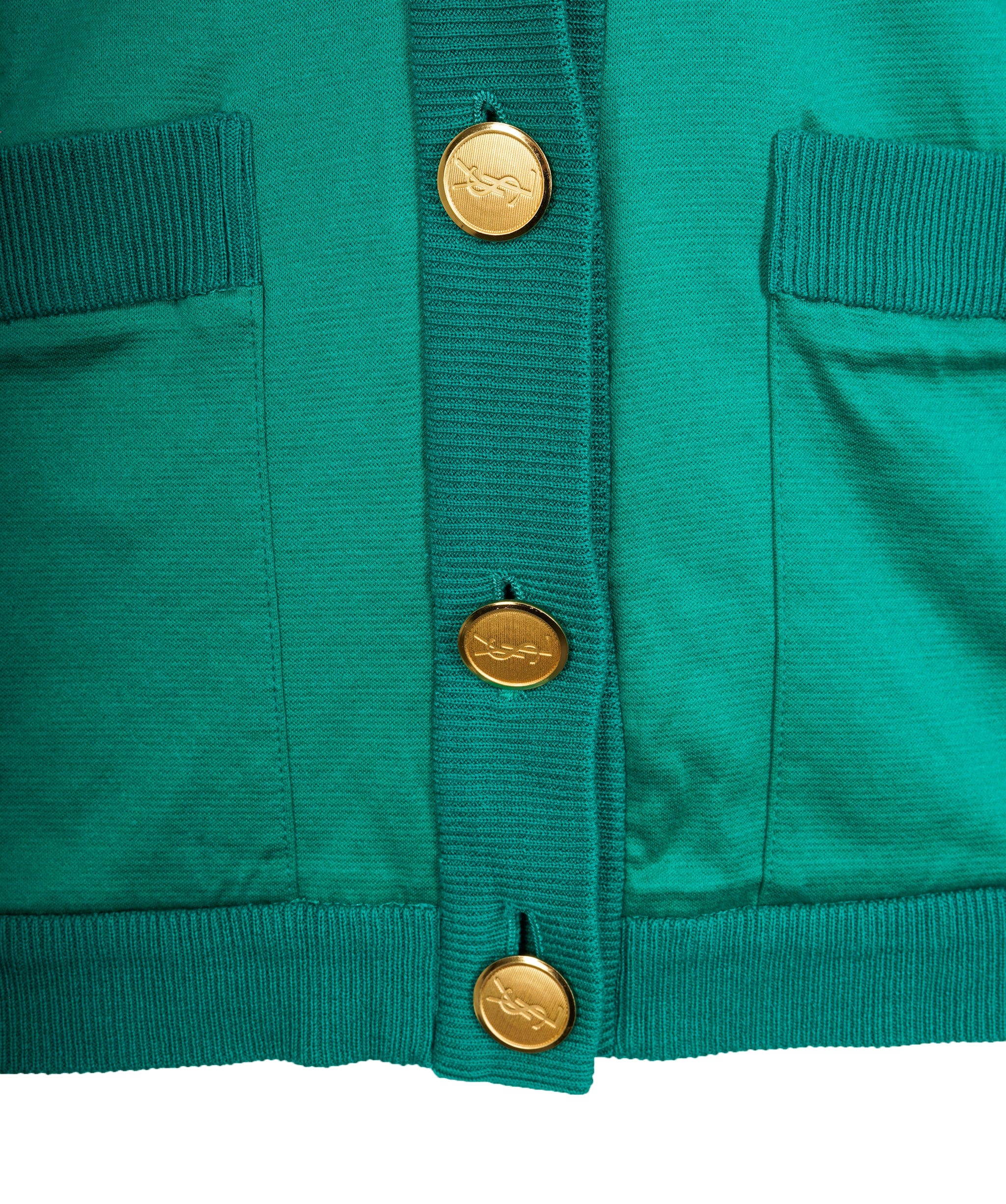 Yves Saint Laurent YSL Logo Cardigan Green Gold ASL9017