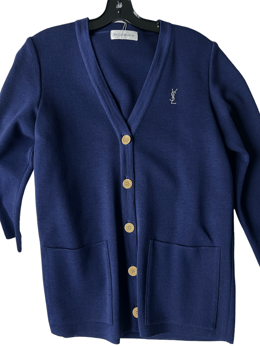 ***YSL Logo Cardigan Navy ASL9627