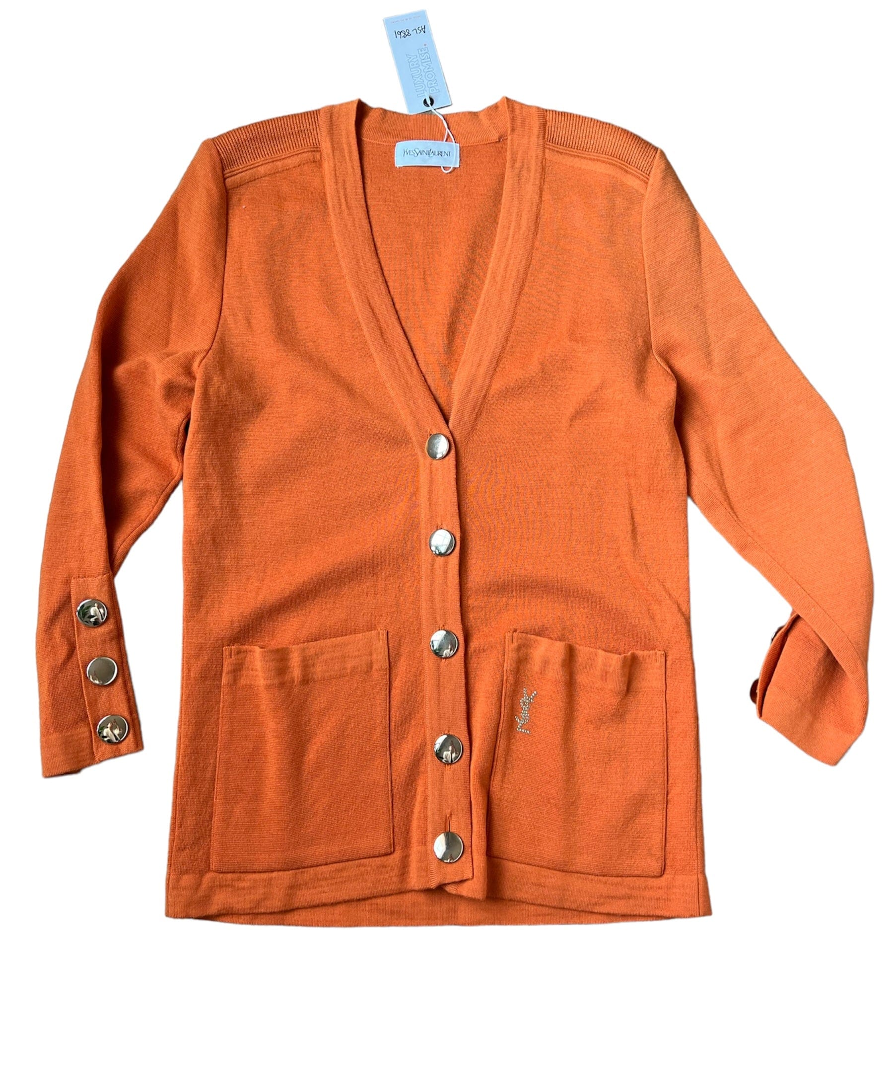 Yves Saint Laurent YSL Logo Cardigan Orange ASL8861