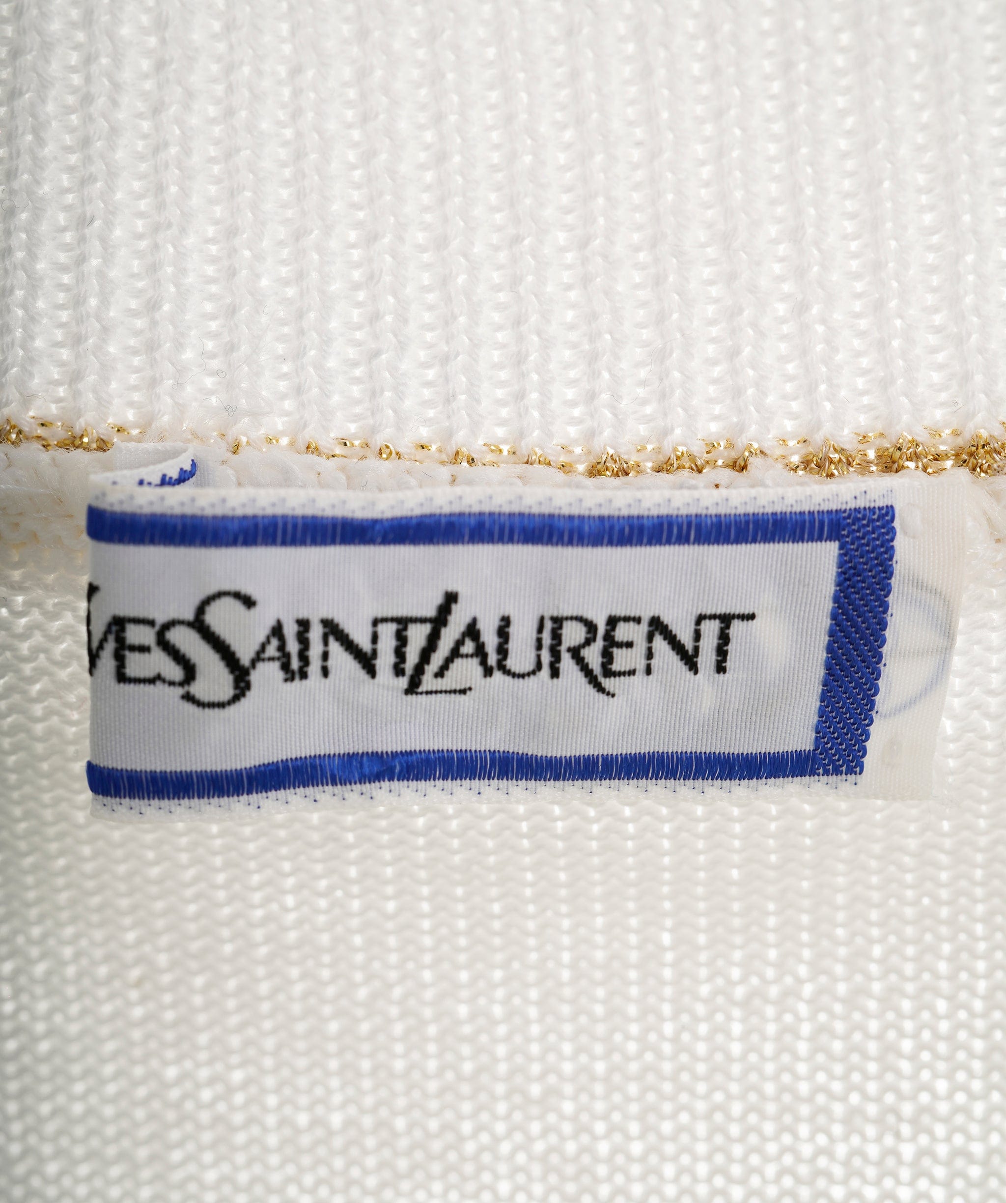 Yves Saint Laurent YSL Logo Knit Top White Gold ASL9134