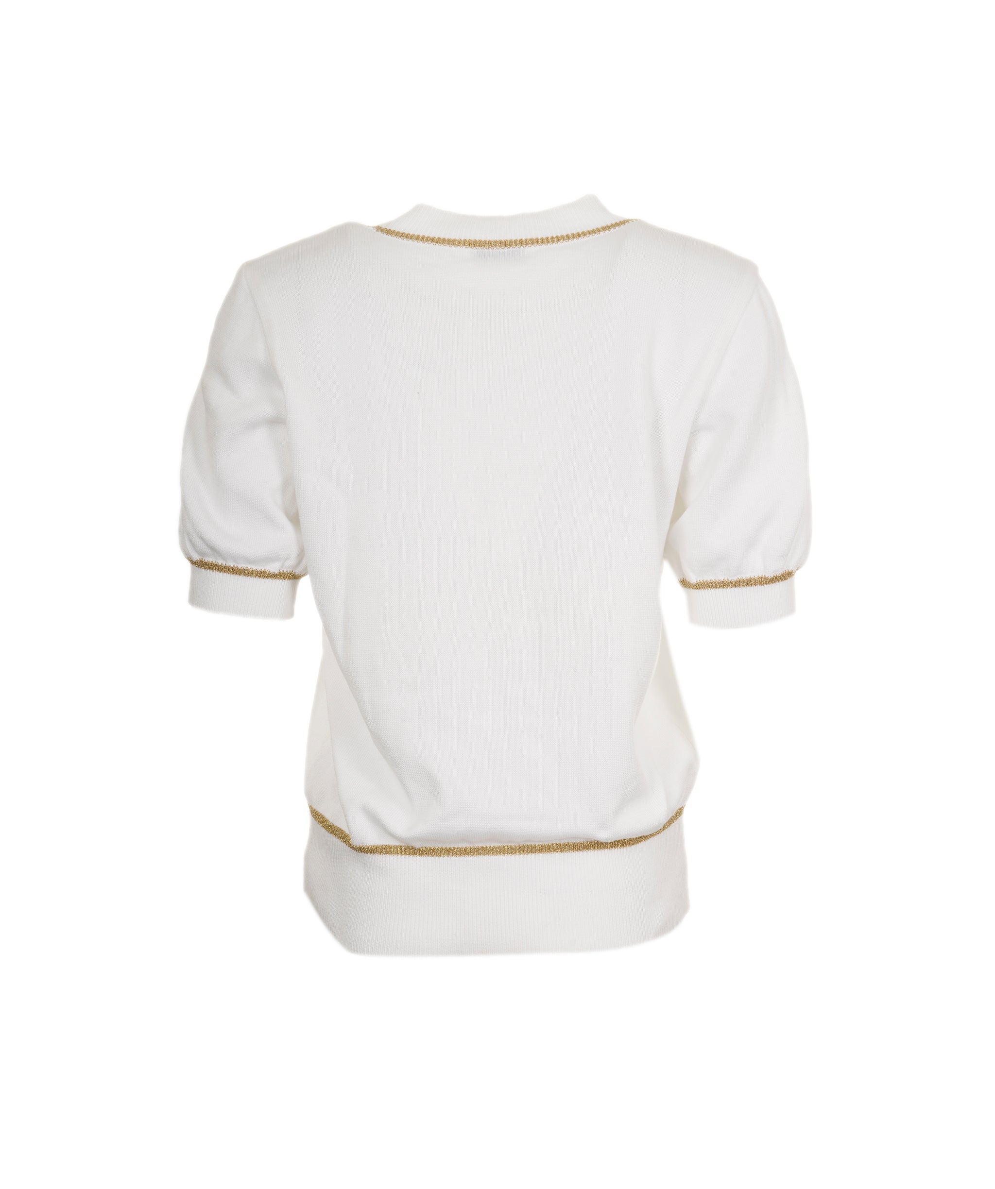 Yves Saint Laurent YSL Logo Knit Top White Gold ASL9134