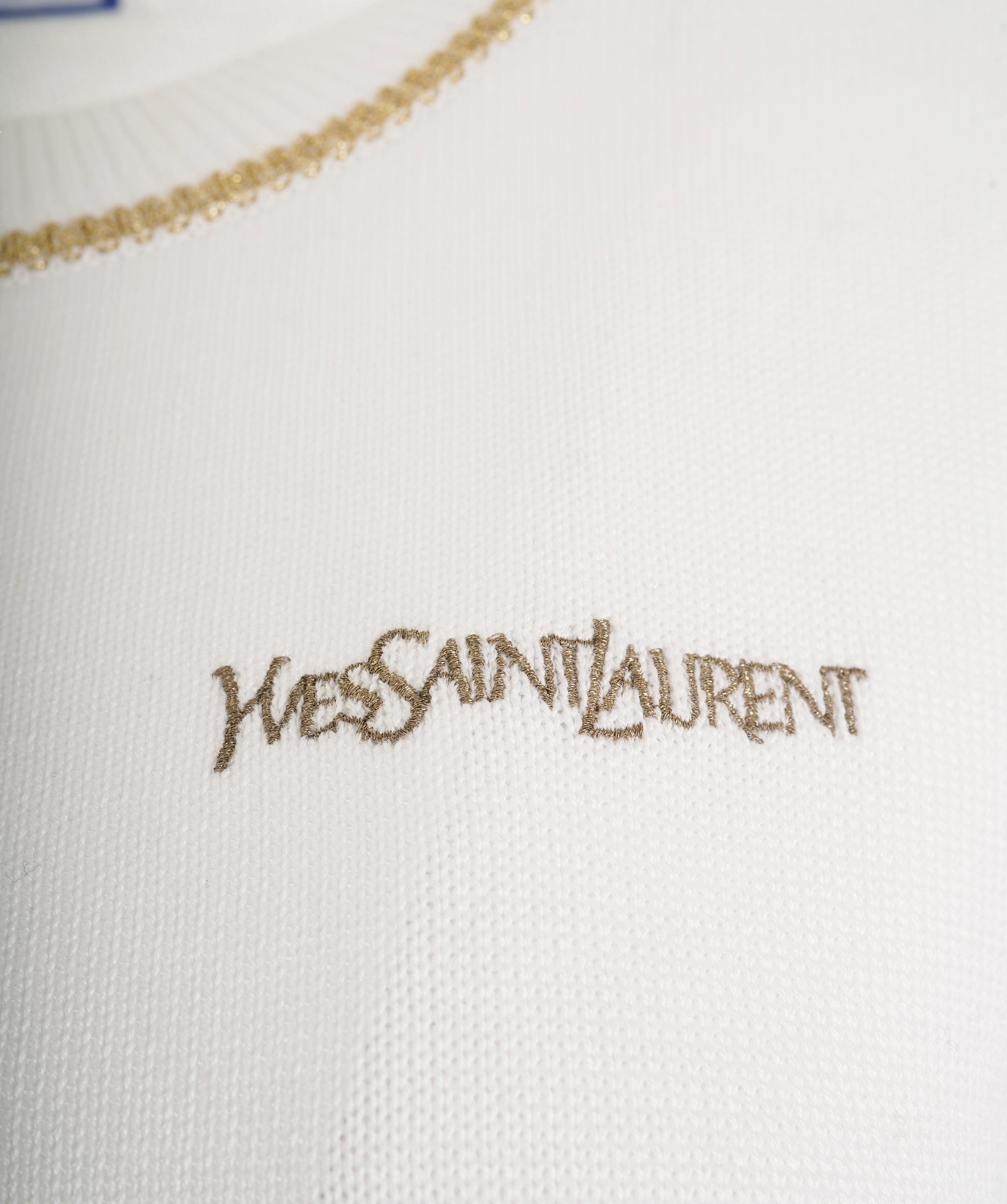 Yves Saint Laurent YSL Logo Knit Top White Gold ASL9134