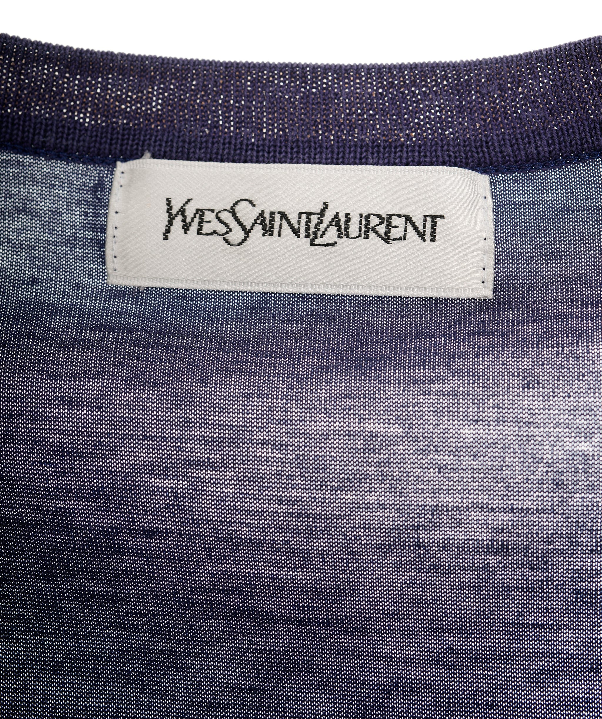 Yves Saint Laurent YSL Logo Navy & Gold T Shirt - ASL8659