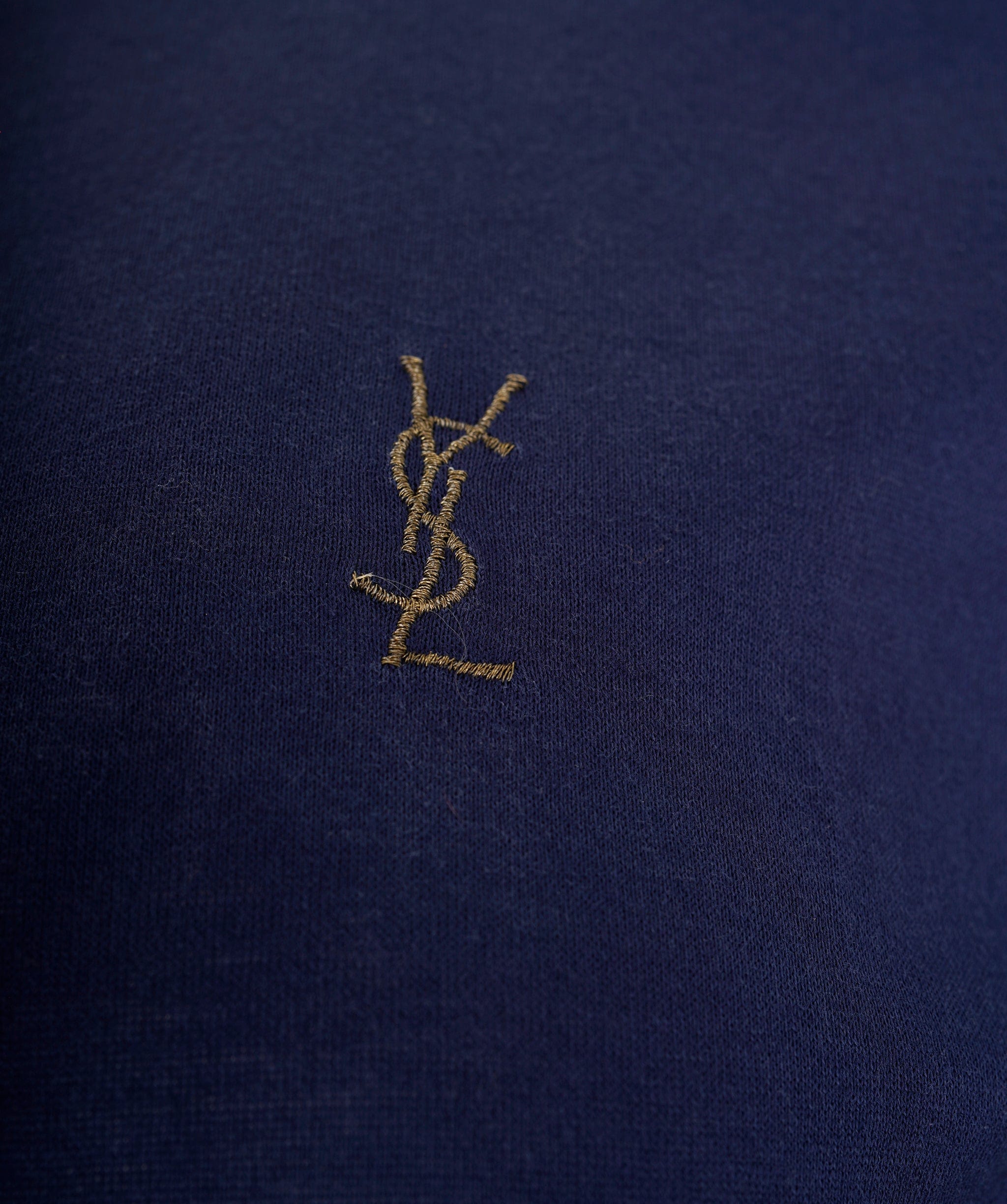 Yves Saint Laurent YSL Logo Navy & Gold T Shirt - ASL8659