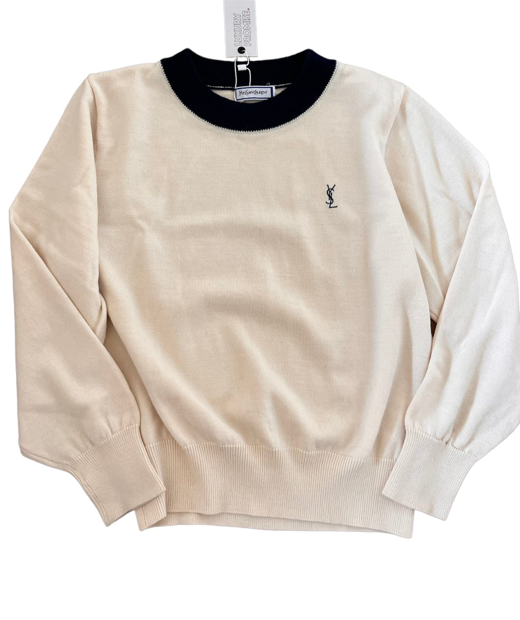 Yves Saint Laurent YSL Logo Sweater Pullover Cream ASL8860