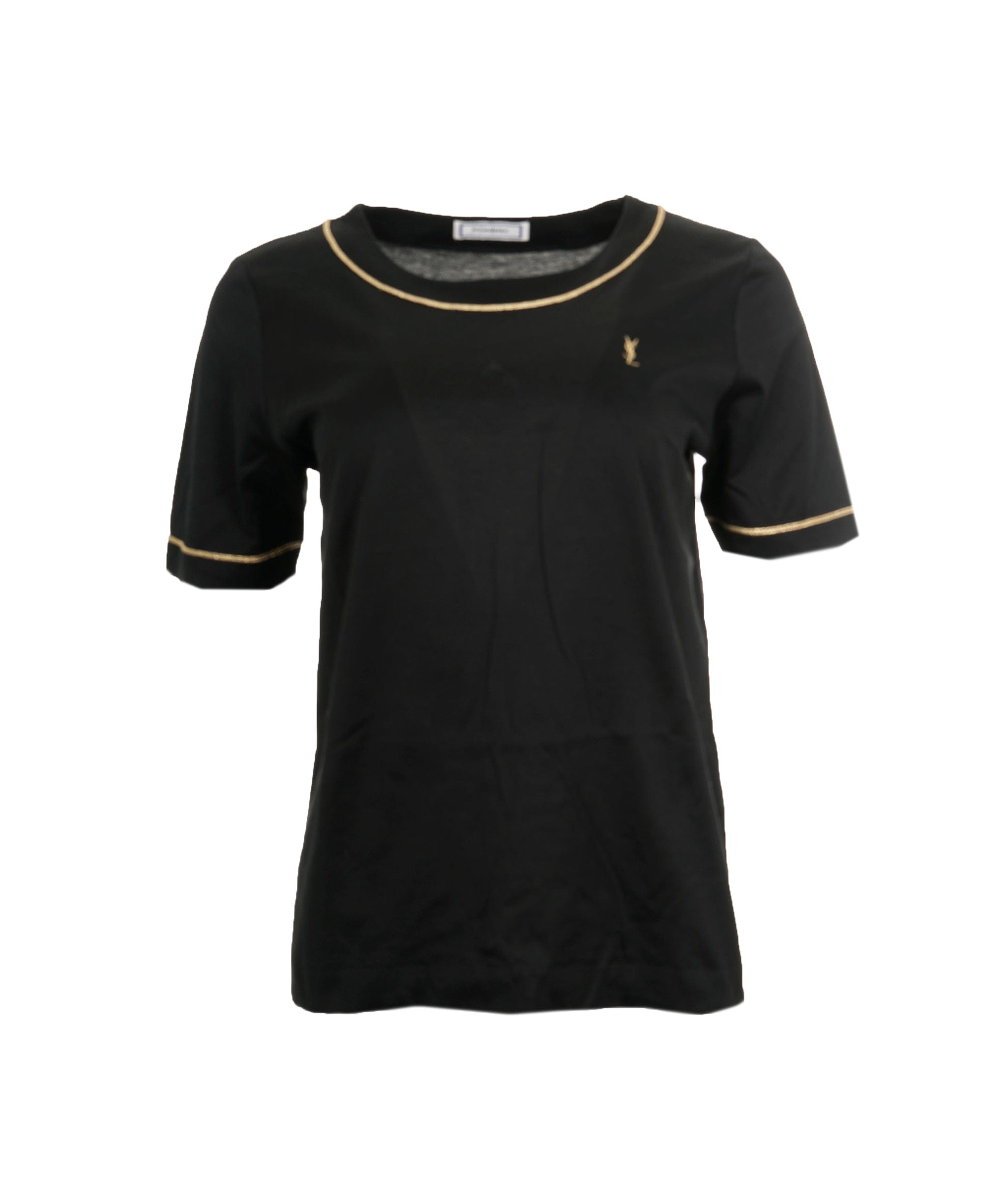 Yves Saint Laurent YSL Logo T-Shirt Black Gold ASL9058