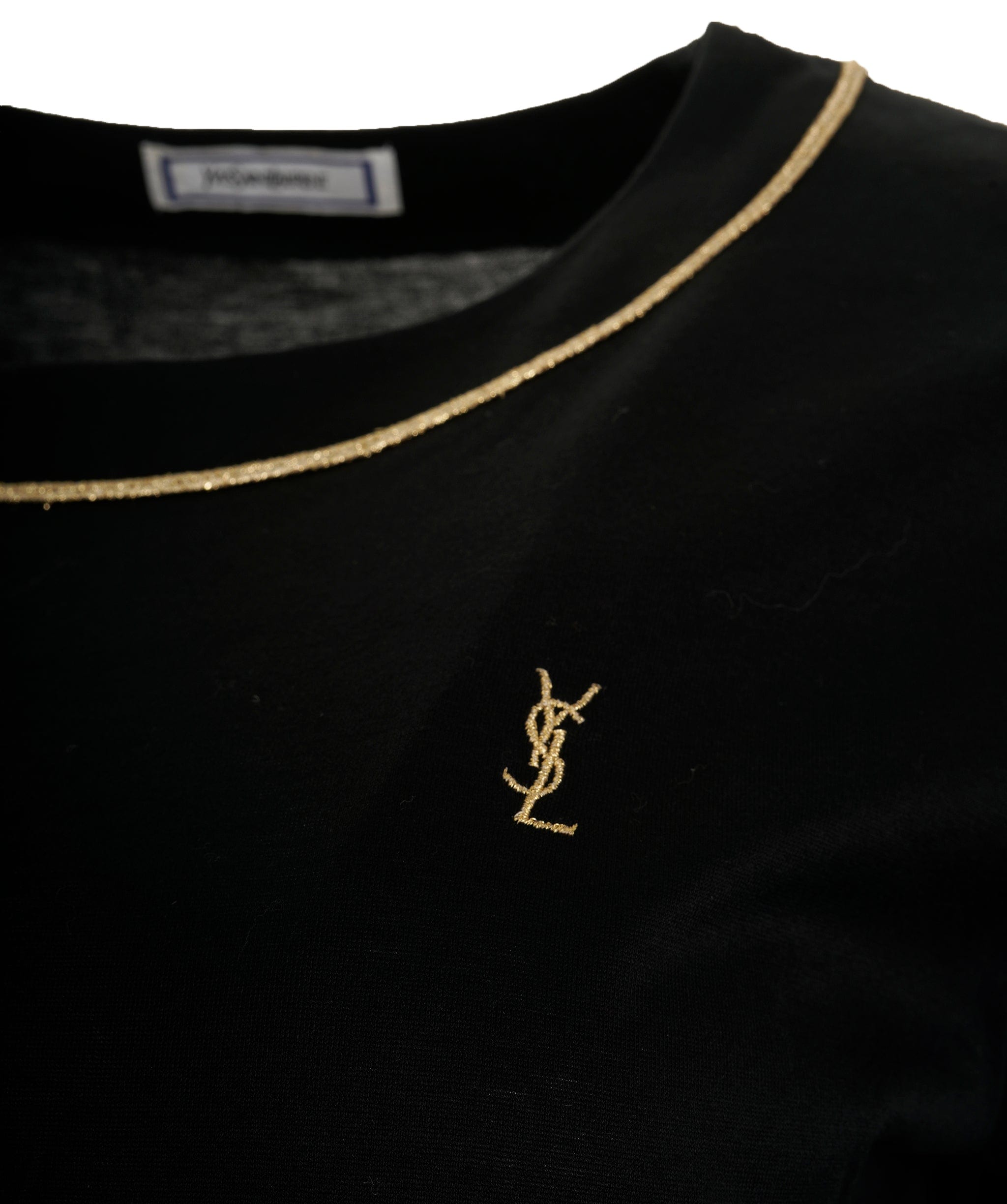 Yves Saint Laurent YSL Logo T-Shirt Black Gold ASL9058