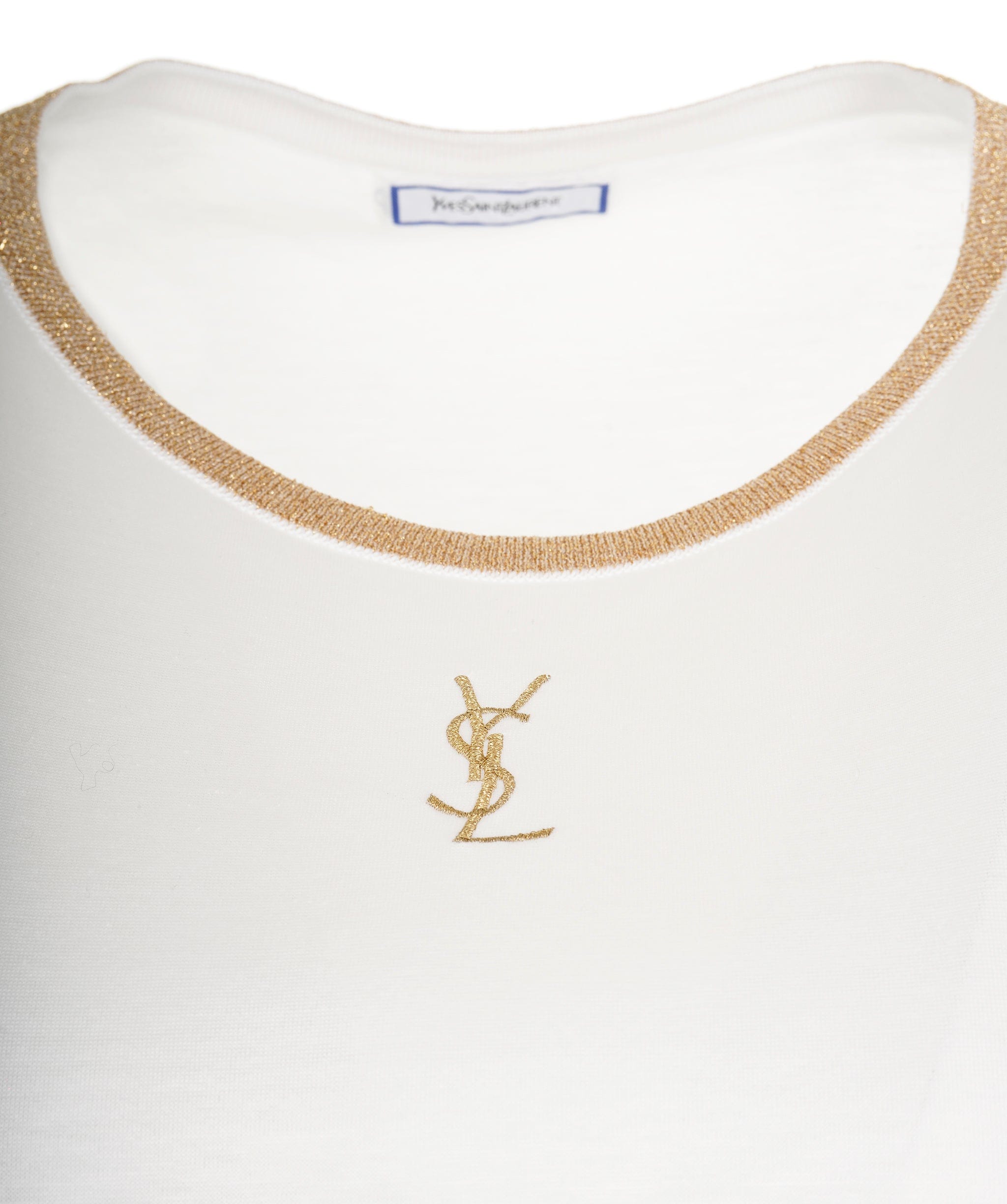 Yves Saint Laurent YSL Logo T shirt White gold ASL9023