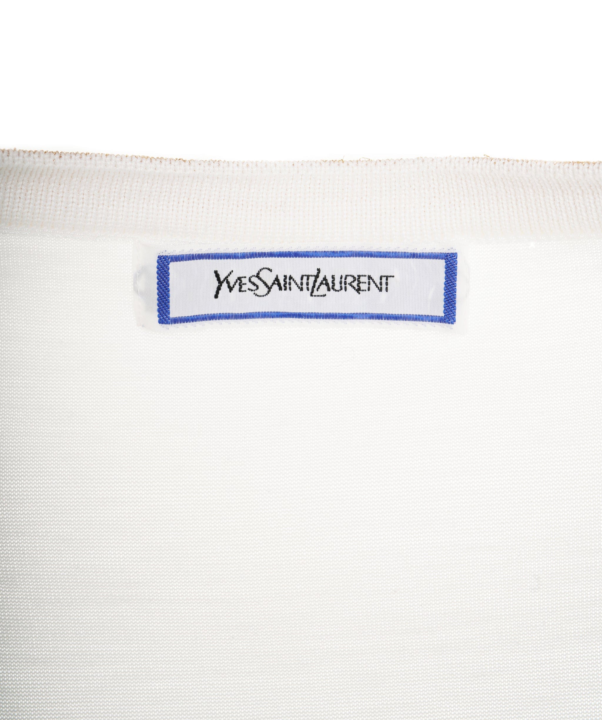 Yves Saint Laurent YSL Logo T shirt White gold ASL9023