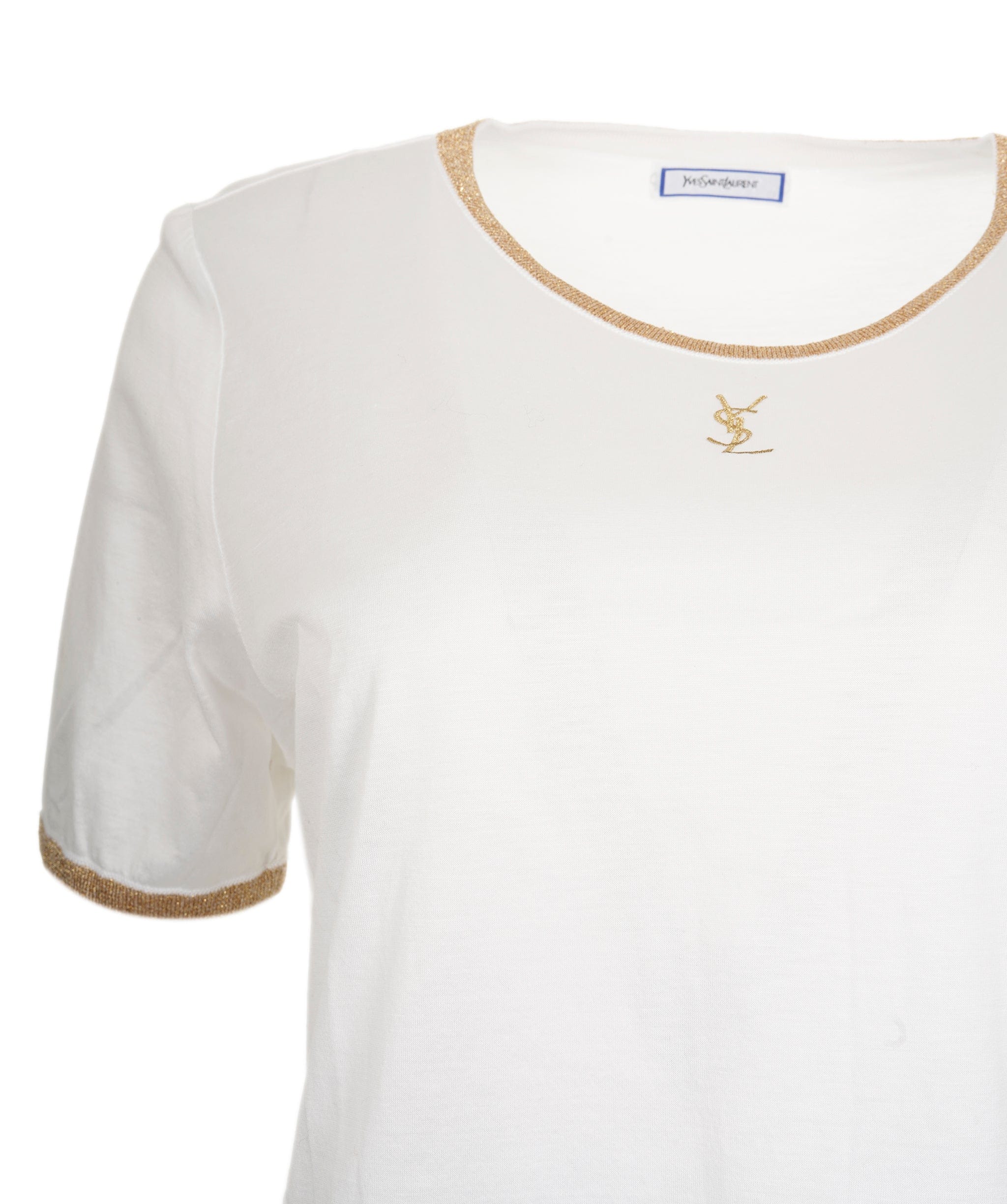 Yves Saint Laurent YSL Logo T shirt White gold ASL9023