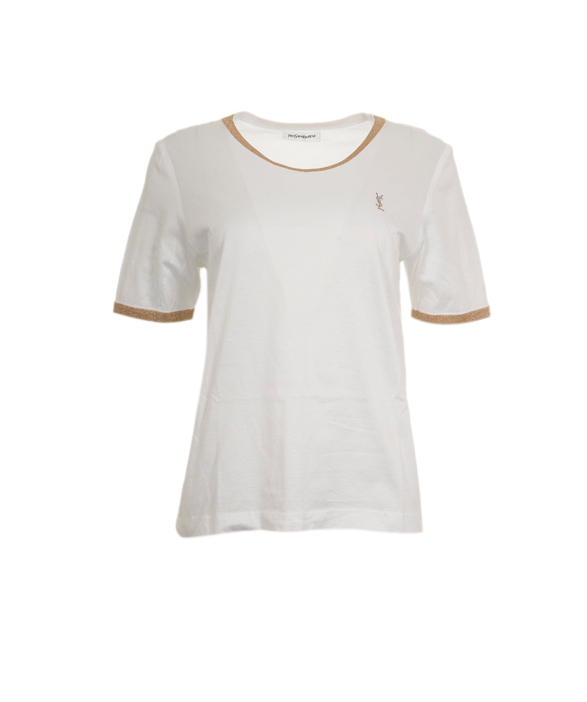 Yves Saint Laurent YSL Logo T-Shirt White Gold ASL9059