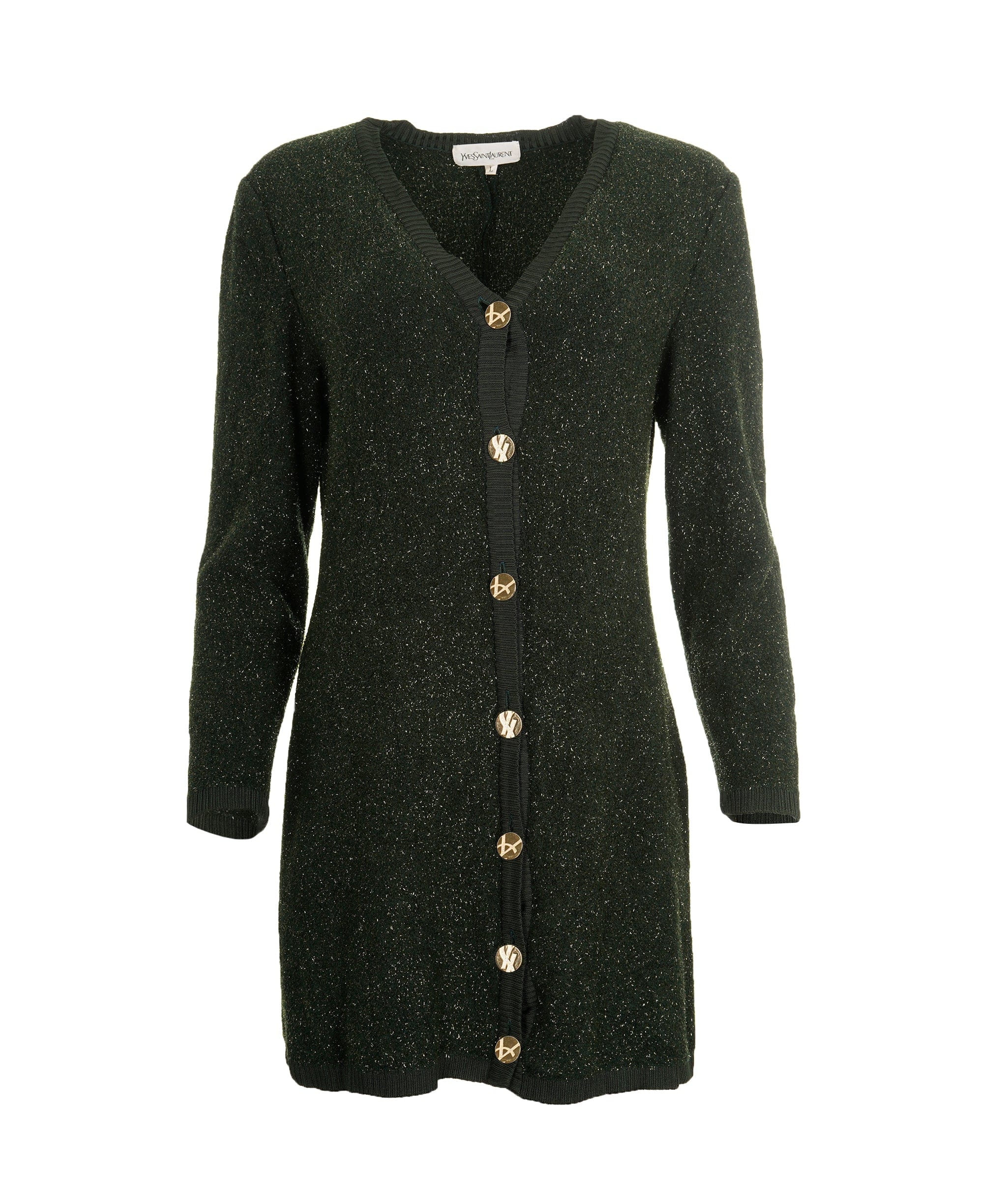 Yves Saint Laurent YSL Long Cardigan Green Glitter ASL9133