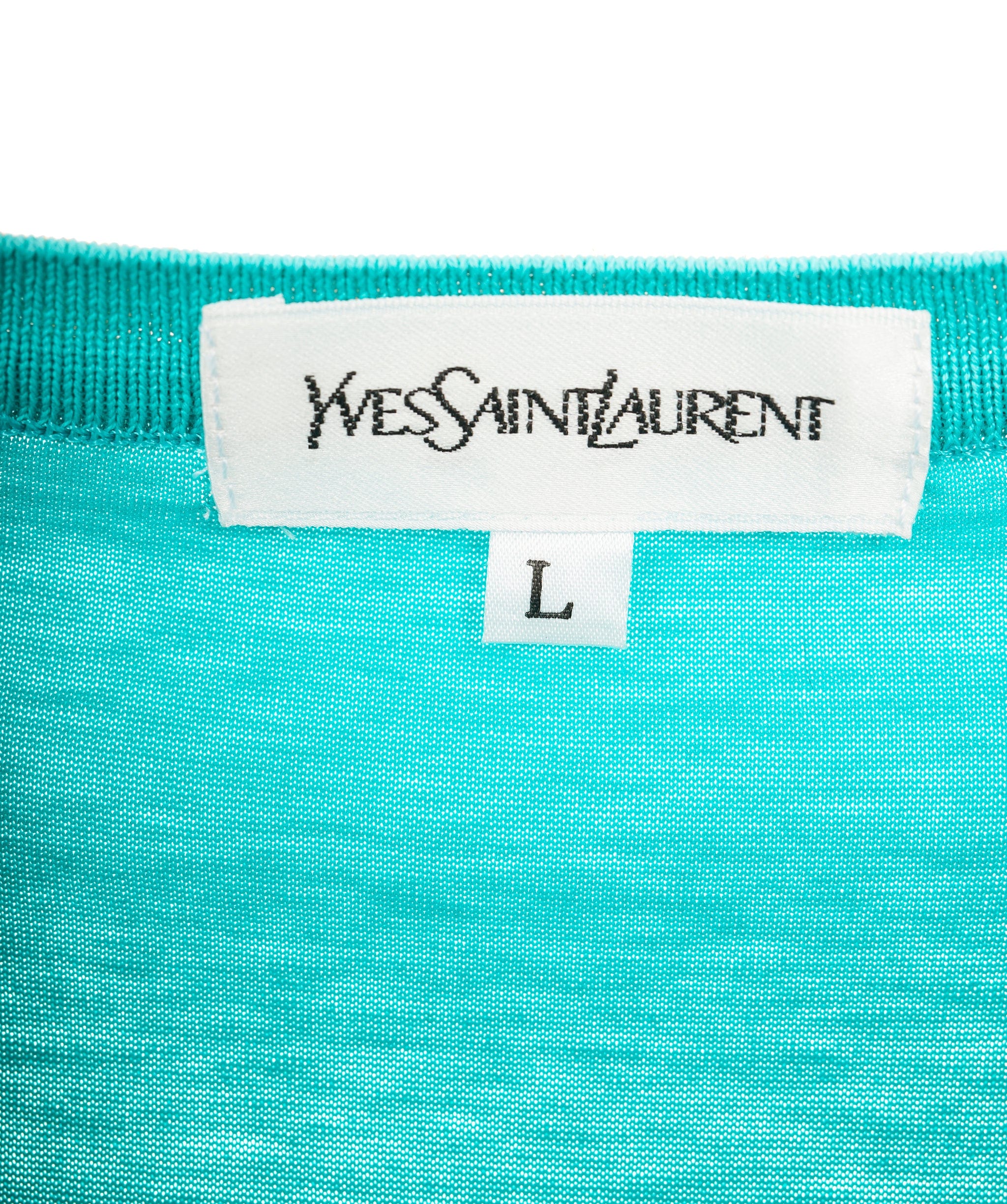 Yves Saint Laurent YSL Long Sleeve Top Green Gold ASL8858