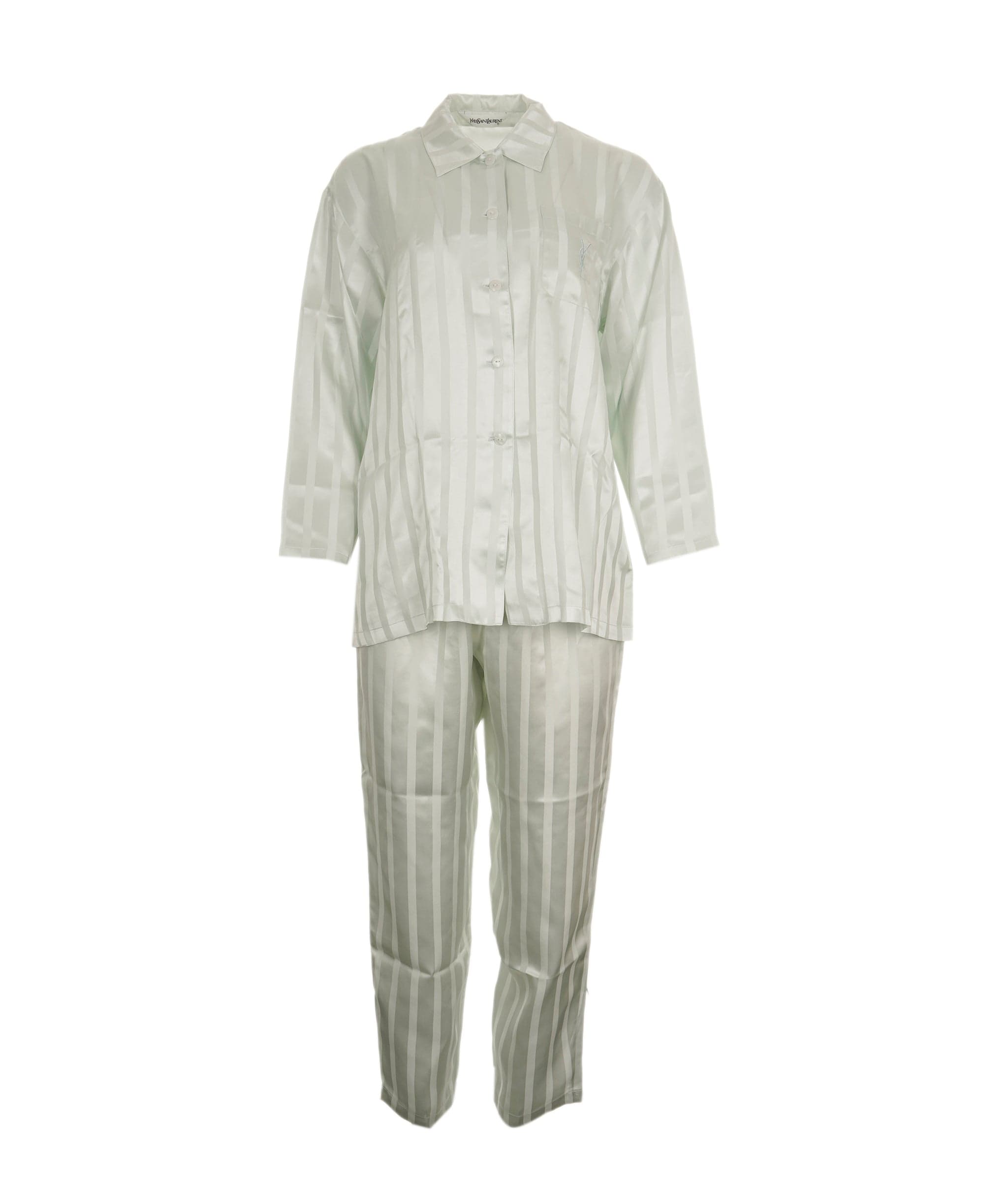 Yves Saint Laurent YSL Silk Pajama Set Light Green  ASL9057