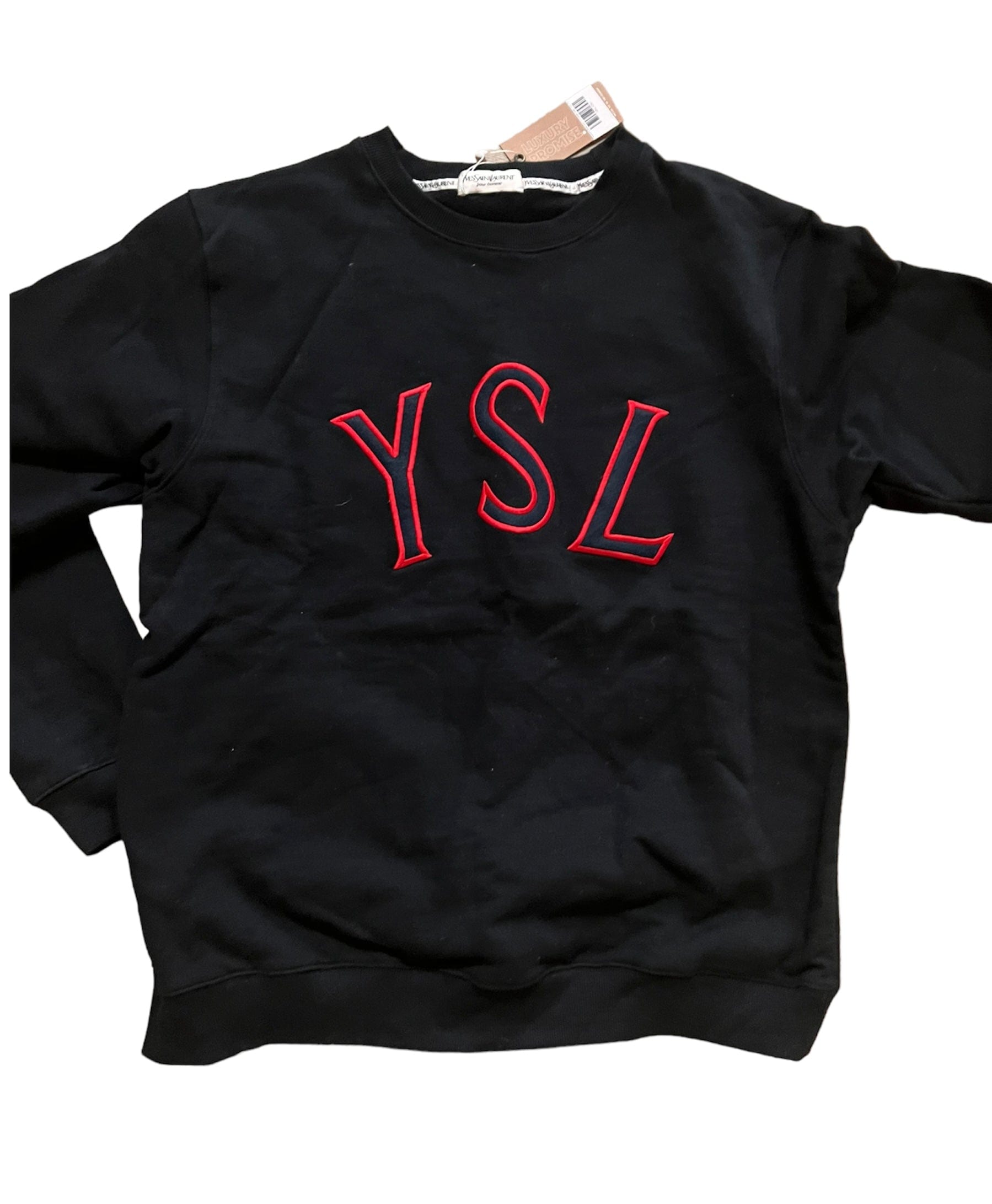 Yves Saint Laurent YSL Sweatshirt Black with red hollow Logo "YSL"  UKL1281