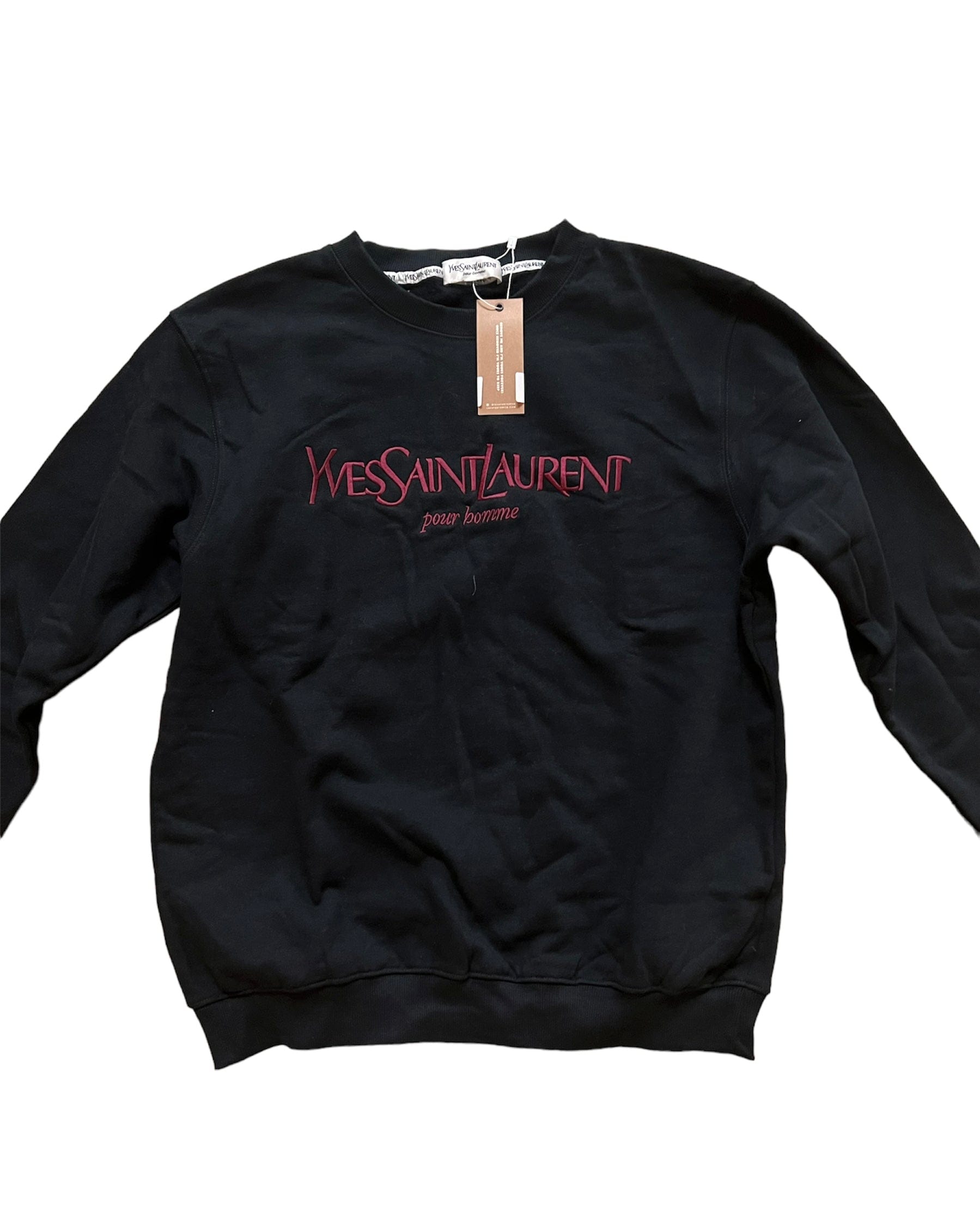 Yves Saint Laurent YSL Sweatshirt Black with Red Logo "Yves Saint Laurent" Sz M UKL1264