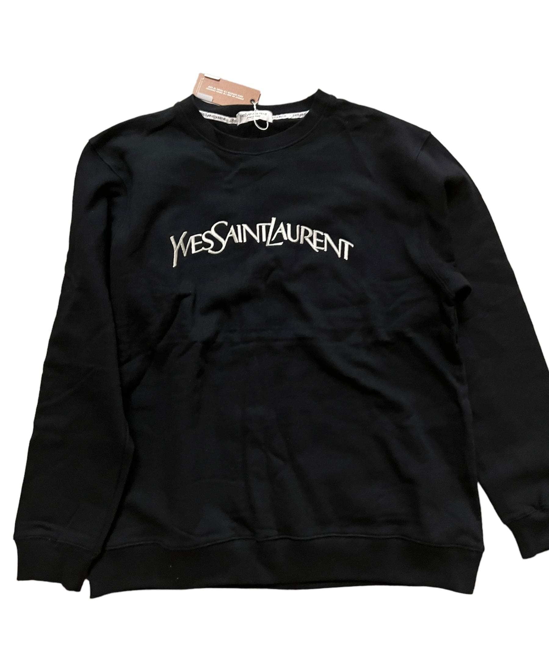 Yves Saint Laurent YSL Sweatshirt Blak with White Logo "Yves Saint Laurent" Sz M UKL1265