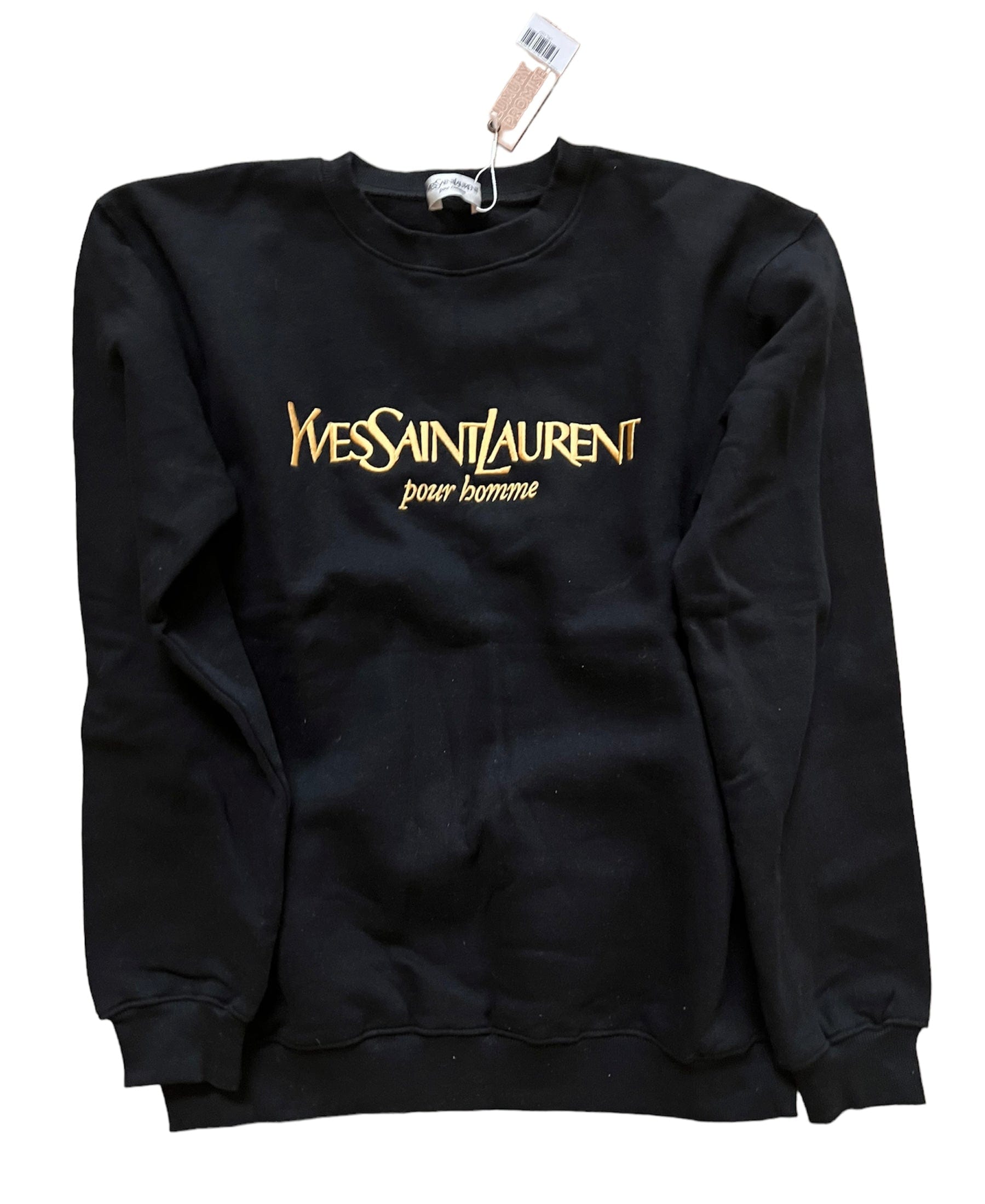 Yves Saint Laurent YSL Sweatshirt with Yellow Logo "Yves Saint Laurent pour homme" Sz M UKL1267