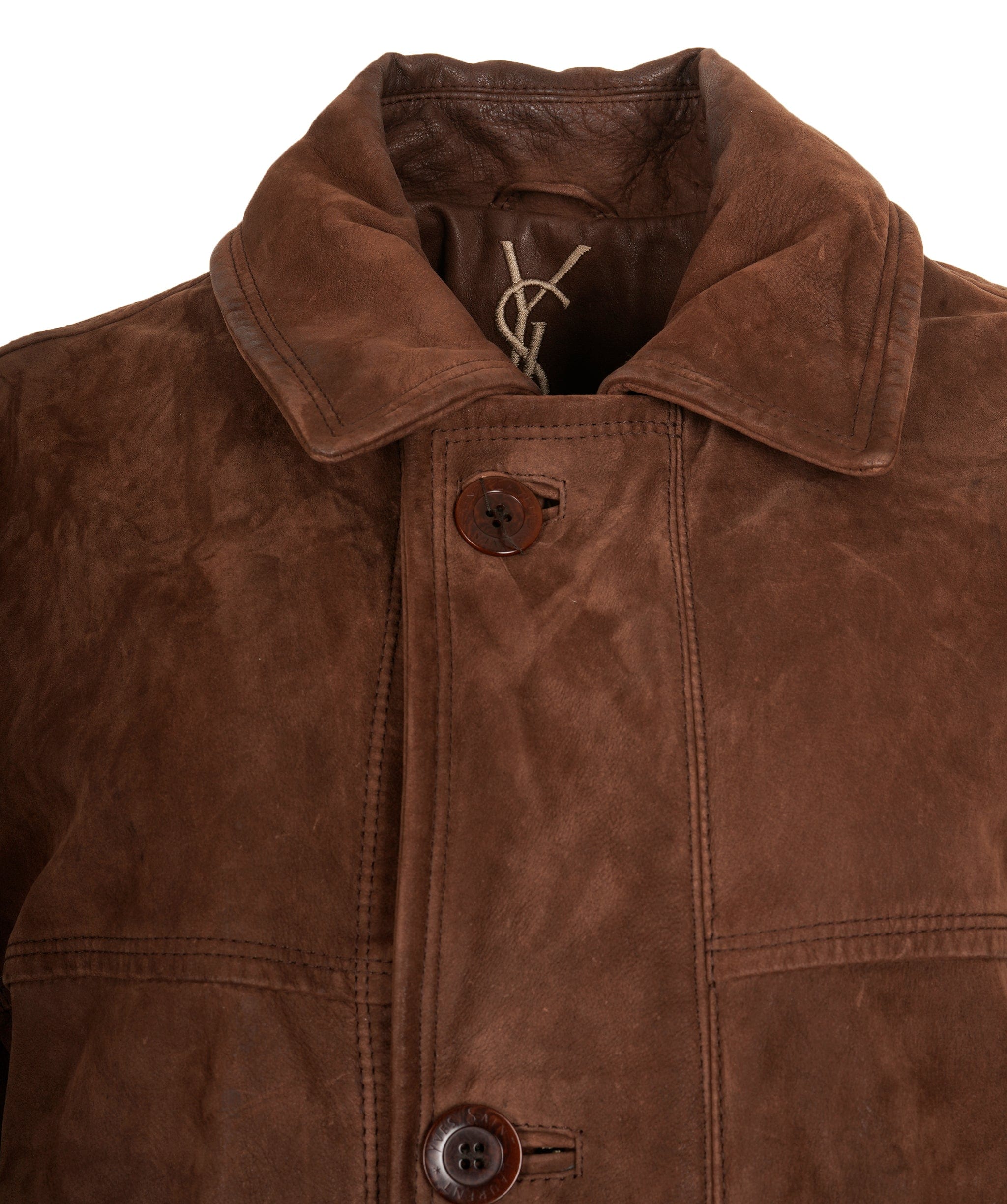 Yves Saint Laurent Yves Saint Laurent Jacket Mens Brown Suede Leather Vintage1970'S ASL9773