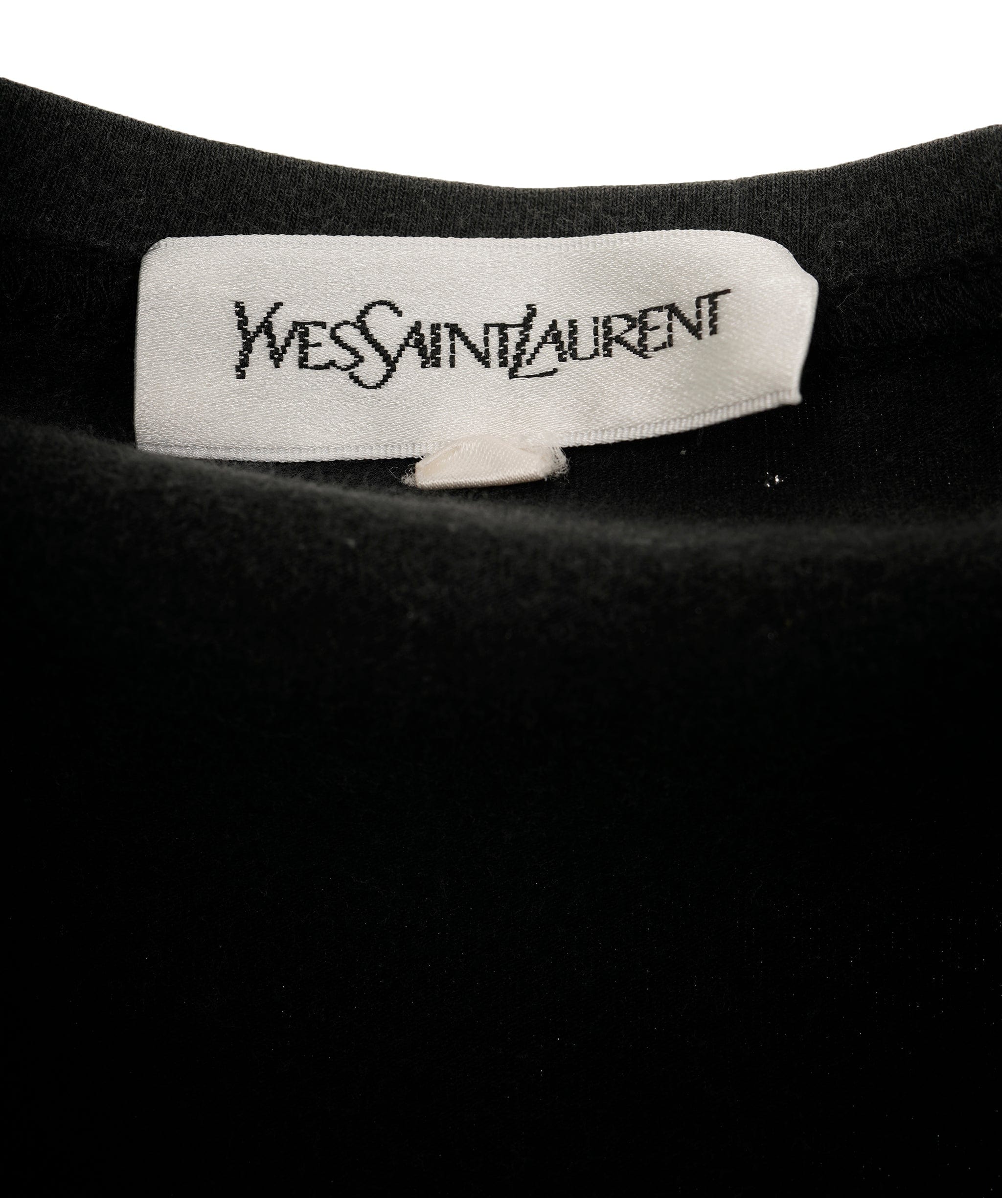 Yves Saint Laurent Yves Saint Laurent T-shirt Tops Black Cotton SN70-073 #L 79802 ASL9053