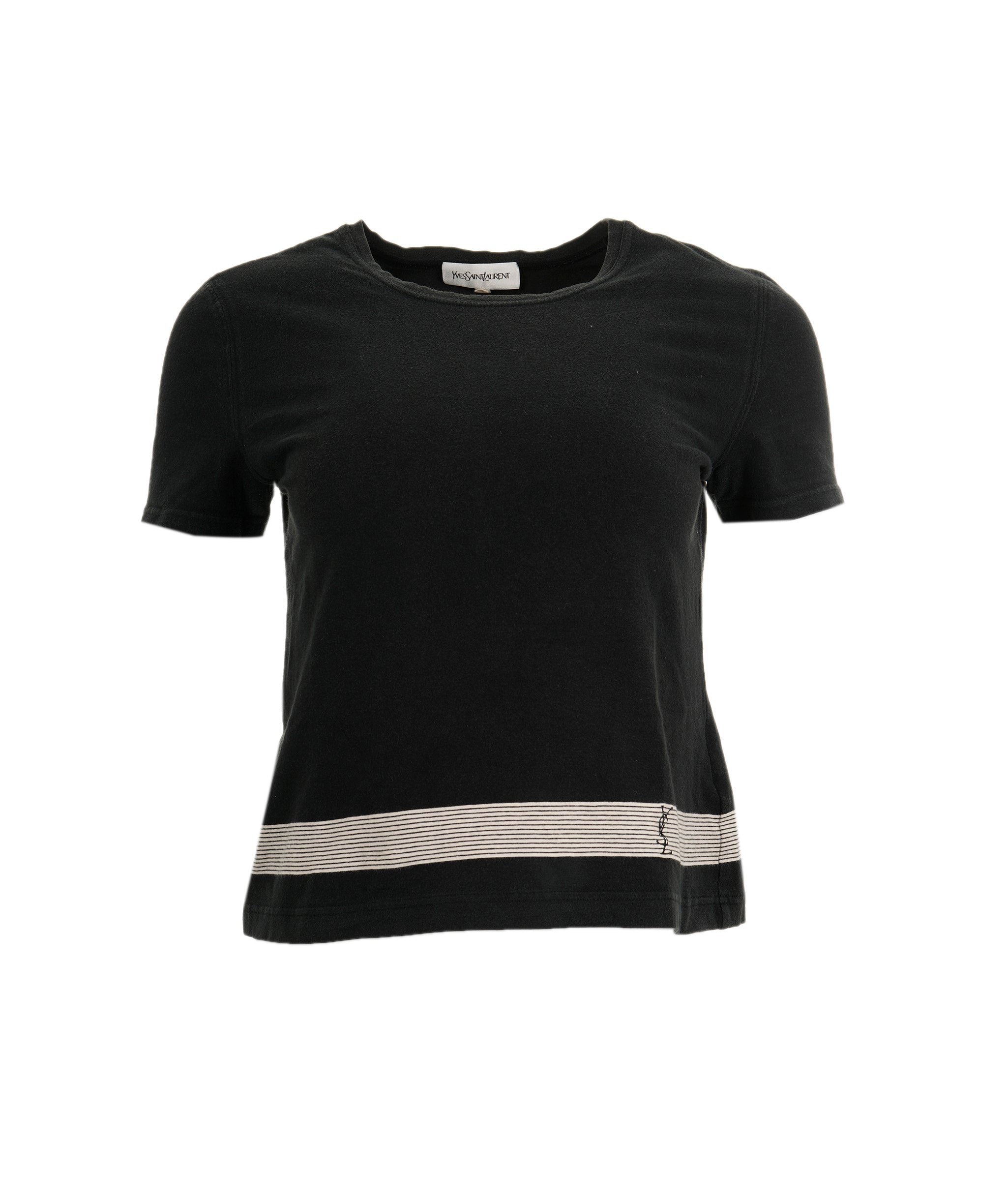 Yves Saint Laurent Yves Saint Laurent T-shirt Tops Black Cotton SN70-073 #L 79802 ASL9053