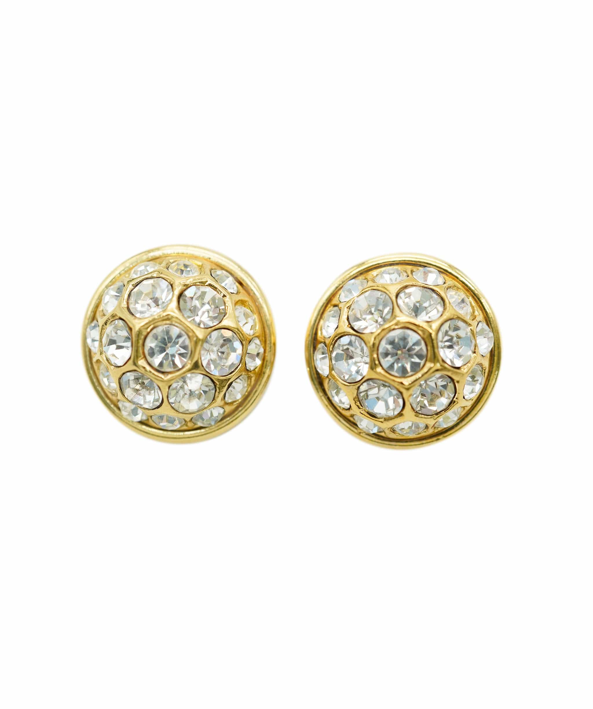 Yves Saint Laurent YSL small round gold and strass earrings AGC1750