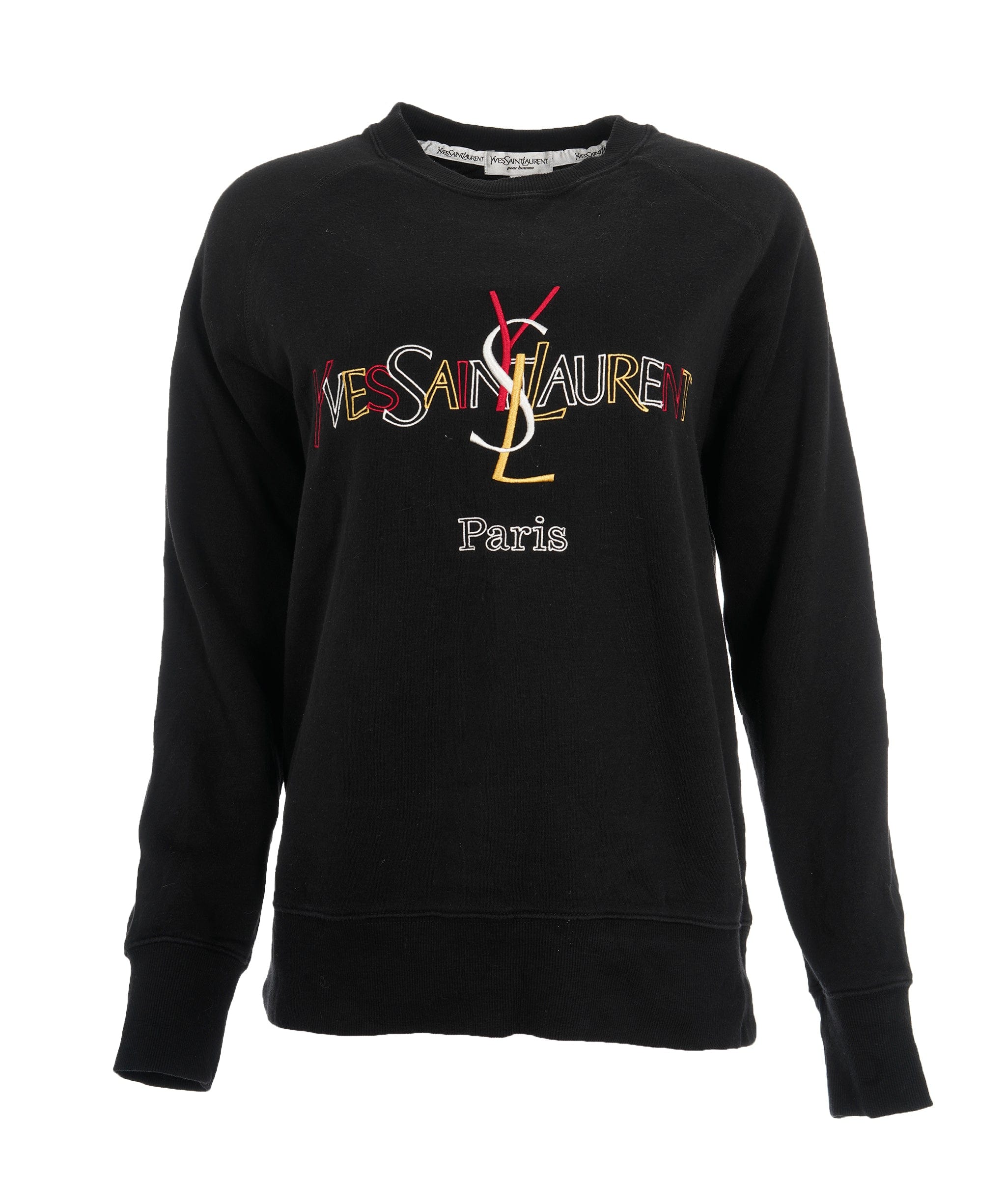 Yves Saint Laurent YSL Black Multi Coloured Crewneck Jumper  ALL0604