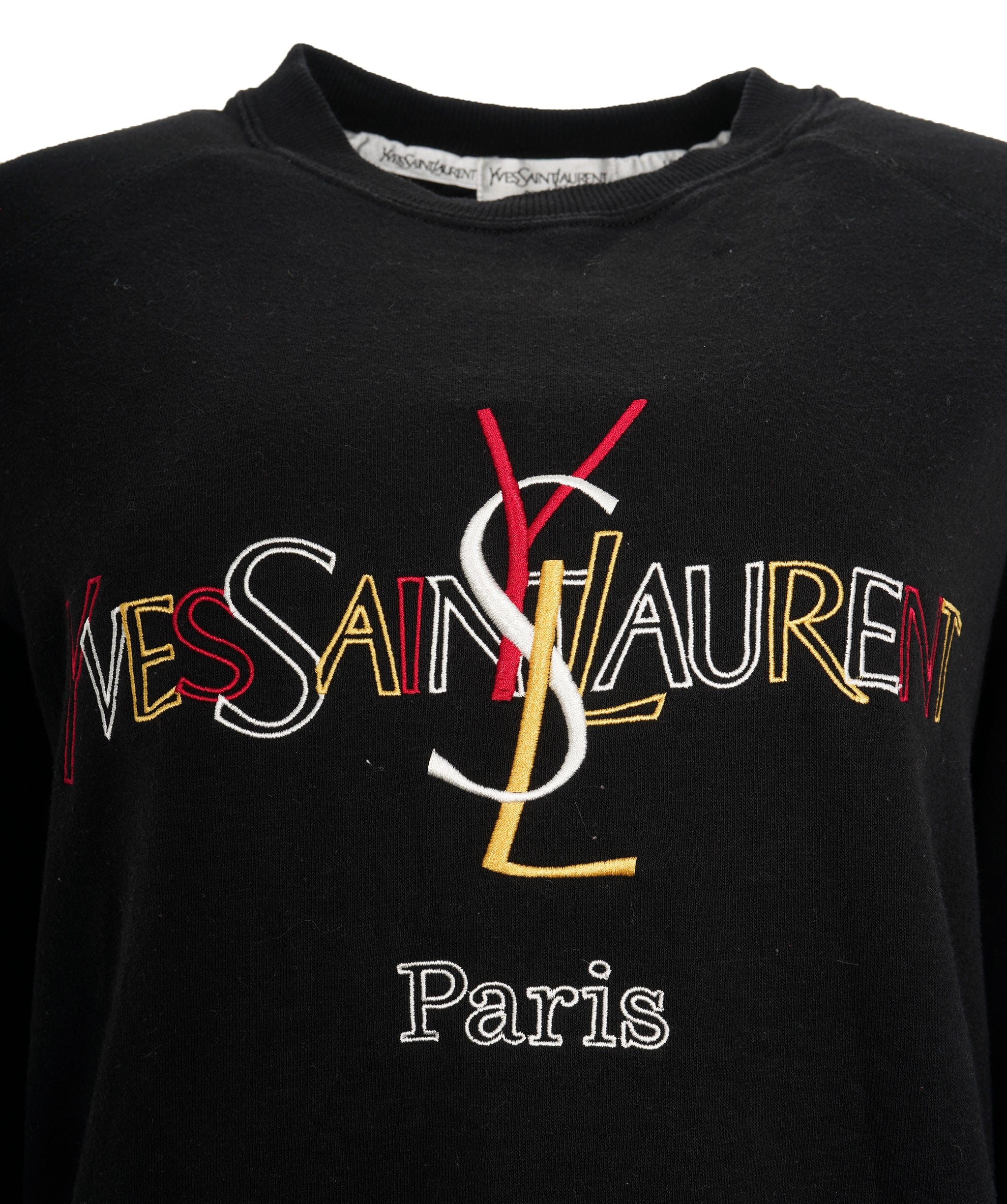 Yves Saint Laurent YSL Black Multi Coloured Crewneck Jumper  ALL0604