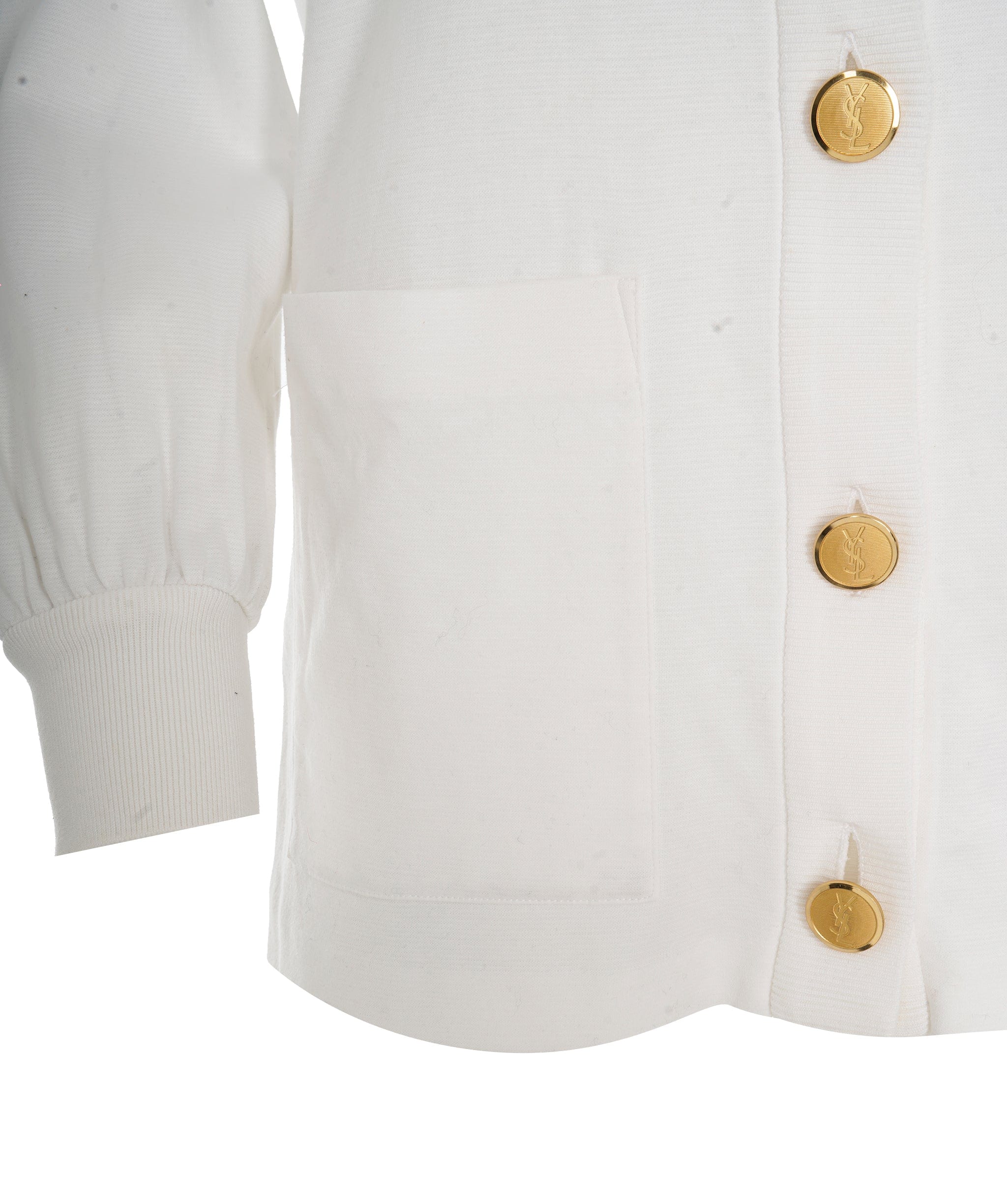 Yves Saint Laurent YSL Gold Buttons Cotton Cardigan White ASL10307